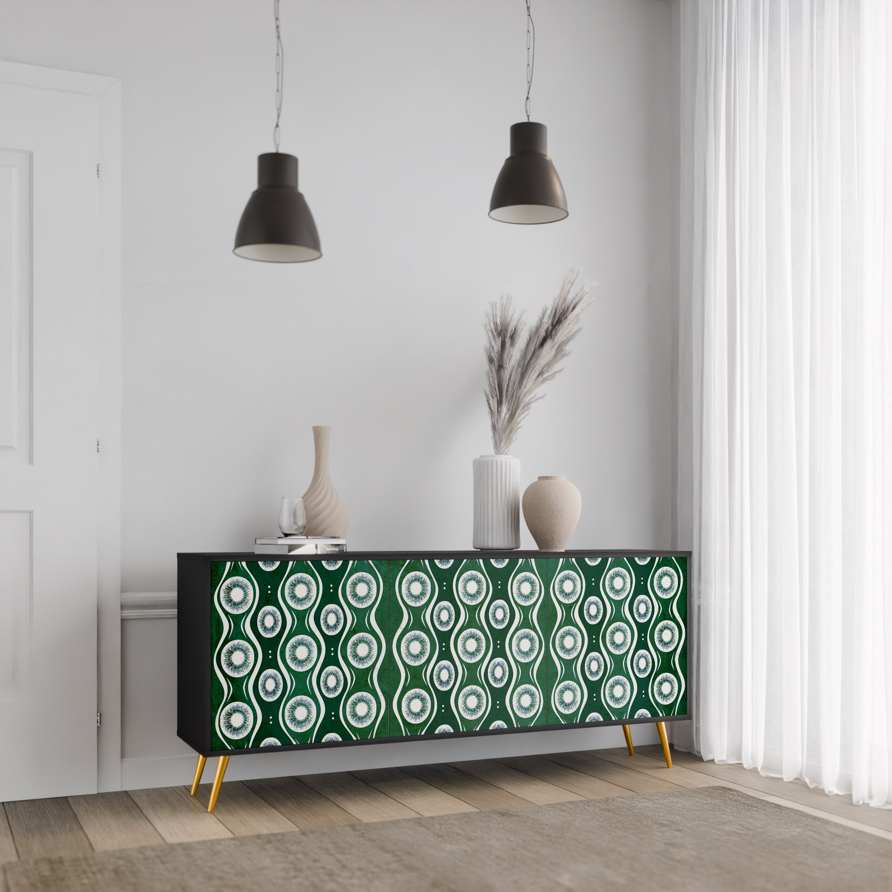 GREEN EYES 3-türiges Sideboard in Schwarz