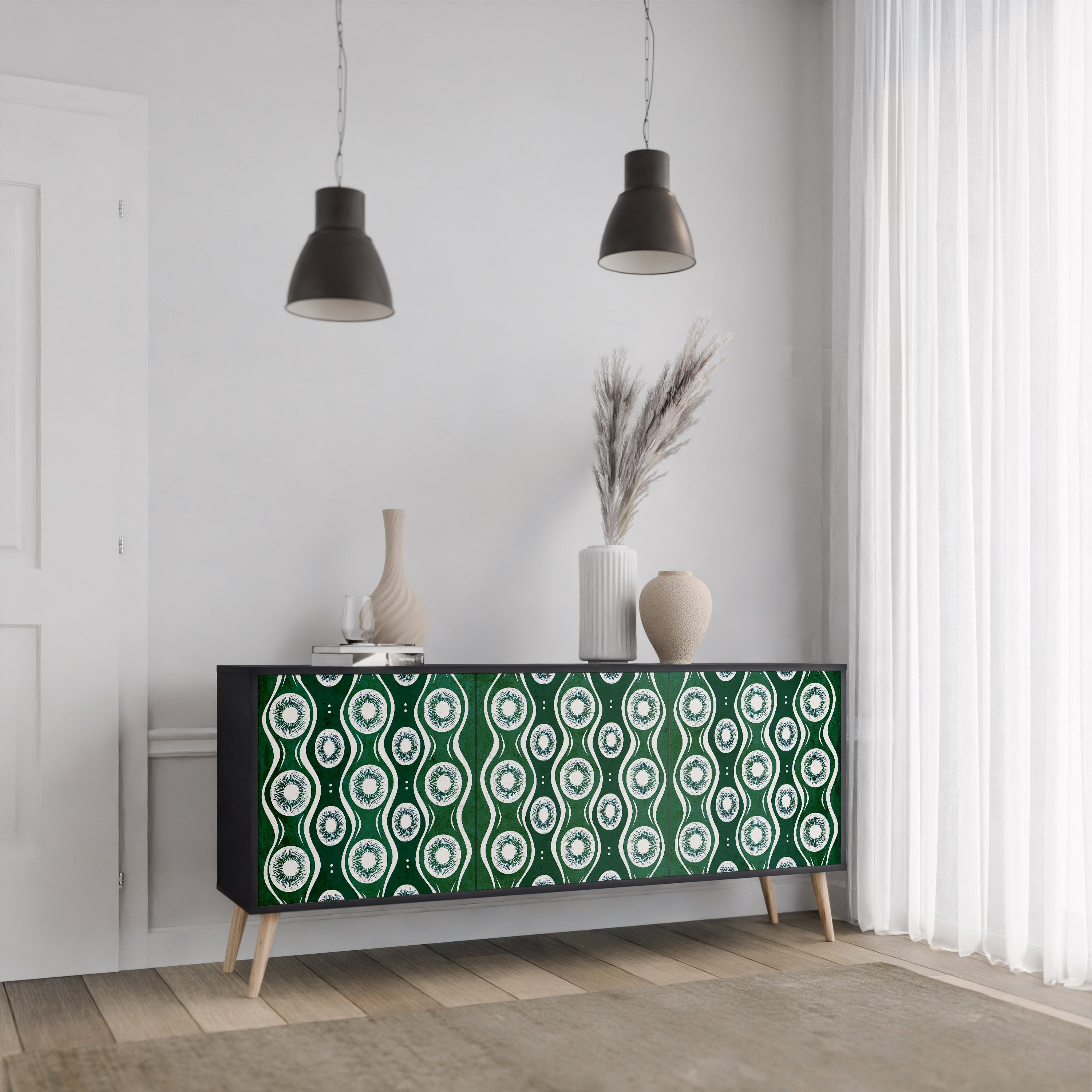 GREEN EYES 3-türiges Sideboard in Schwarz