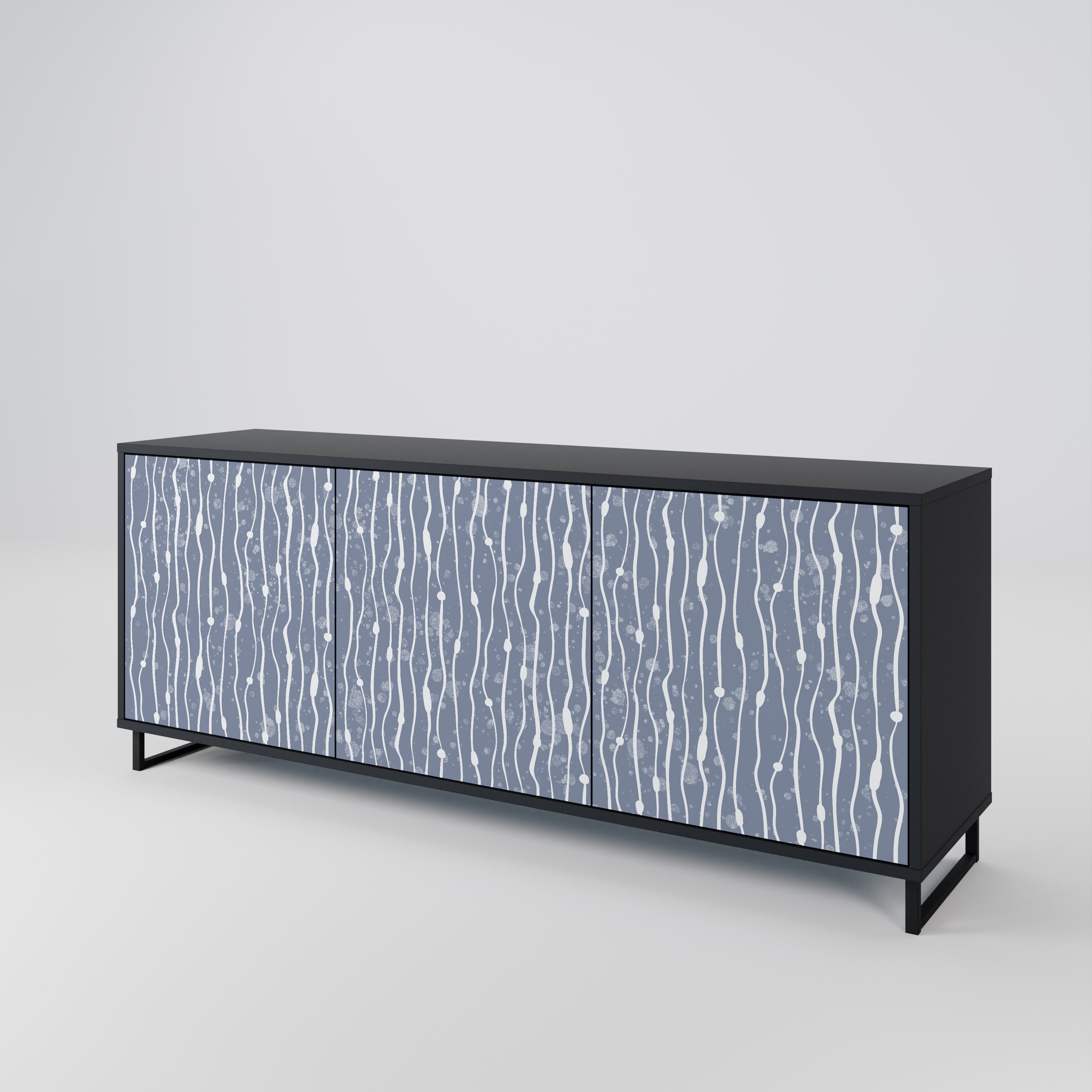 GRAPHITE RAIN 3-türiges Sideboard in schwarzem Finish