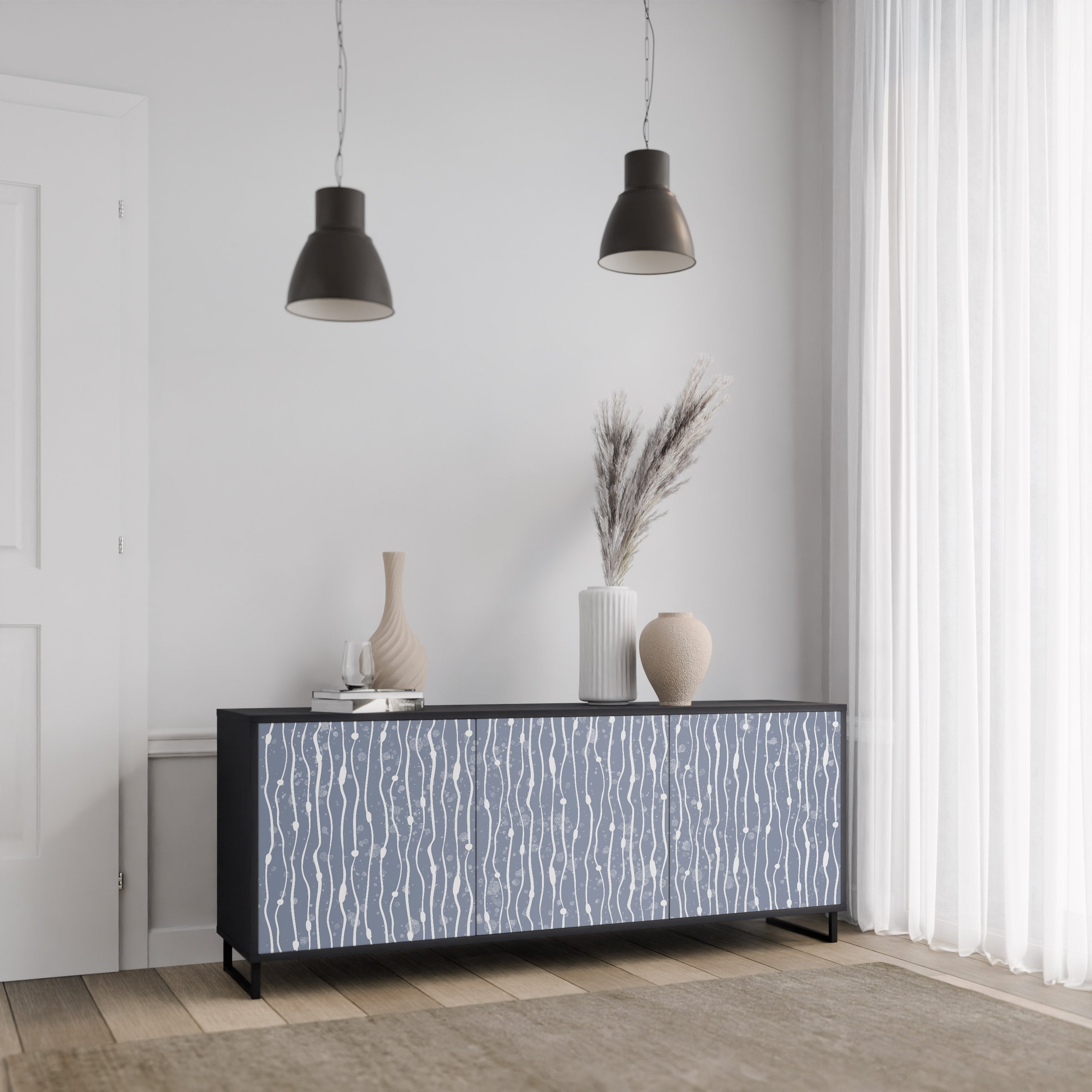 GRAPHITE RAIN 3-türiges Sideboard in schwarzem Finish