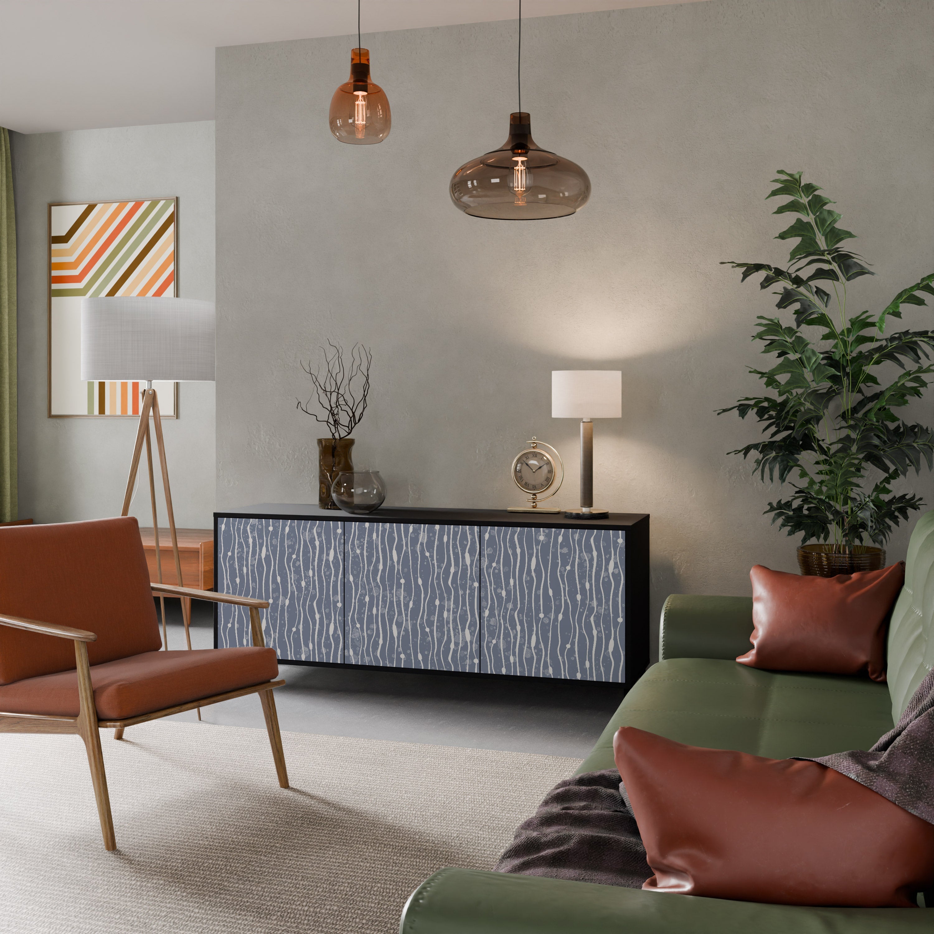 GRAPHITE RAIN 3-türiges Sideboard in schwarzem Finish