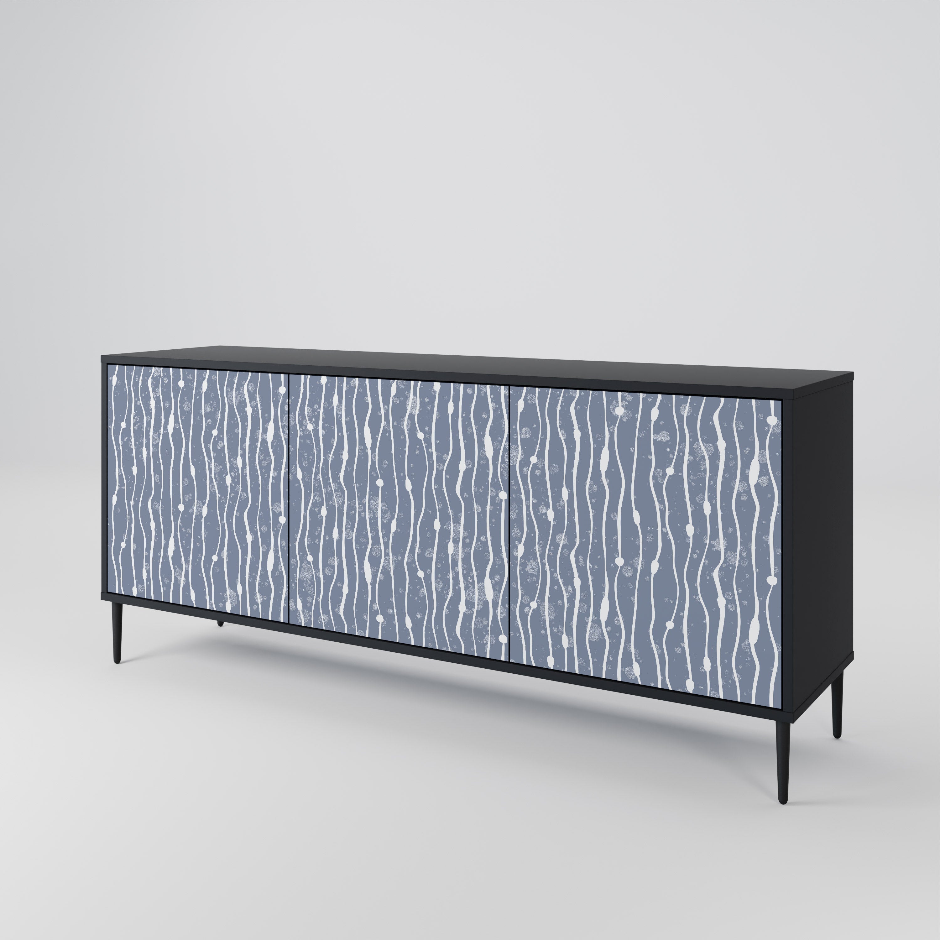 GRAPHITE RAIN 3-türiges Sideboard in schwarzem Finish