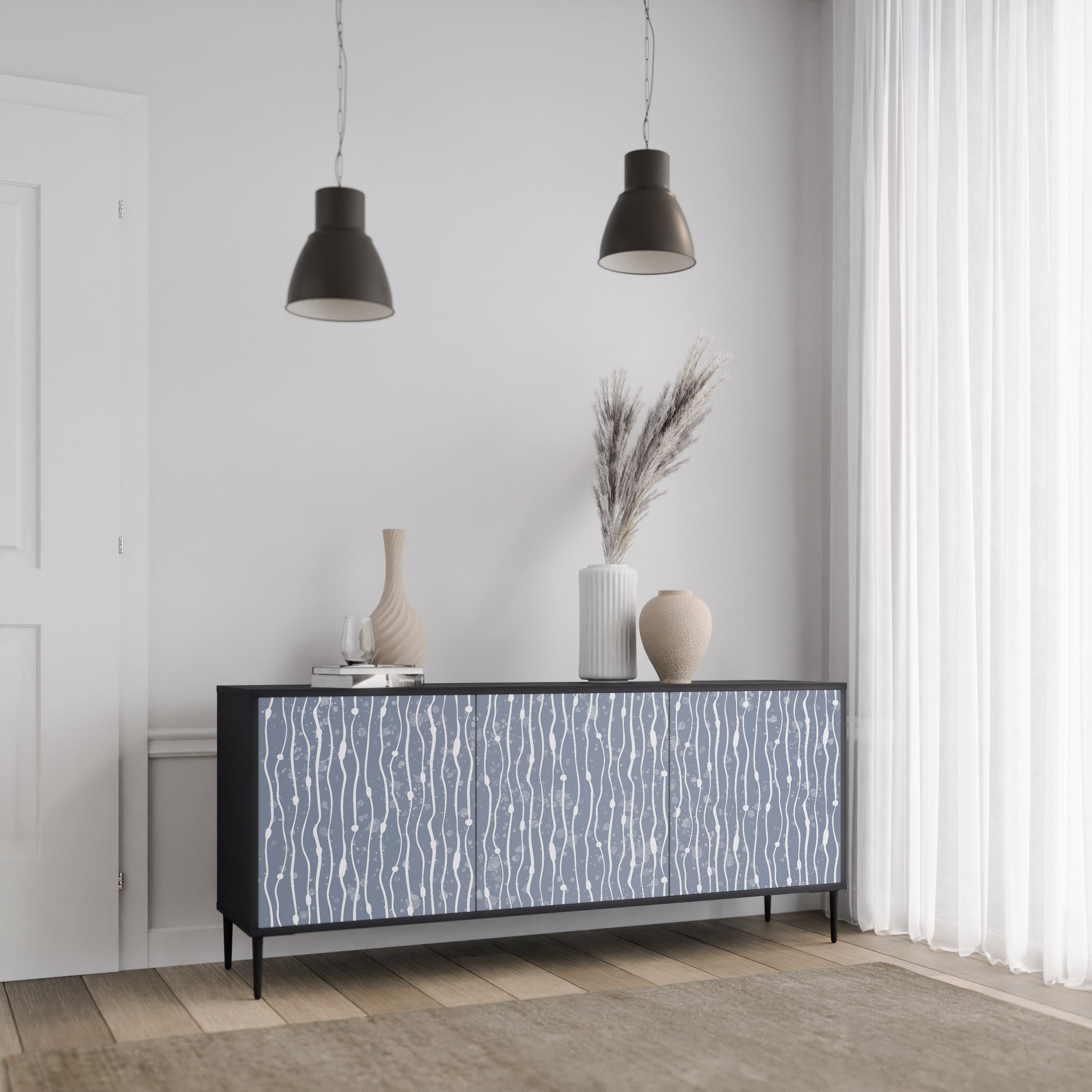 GRAPHITE RAIN 3-türiges Sideboard in schwarzem Finish