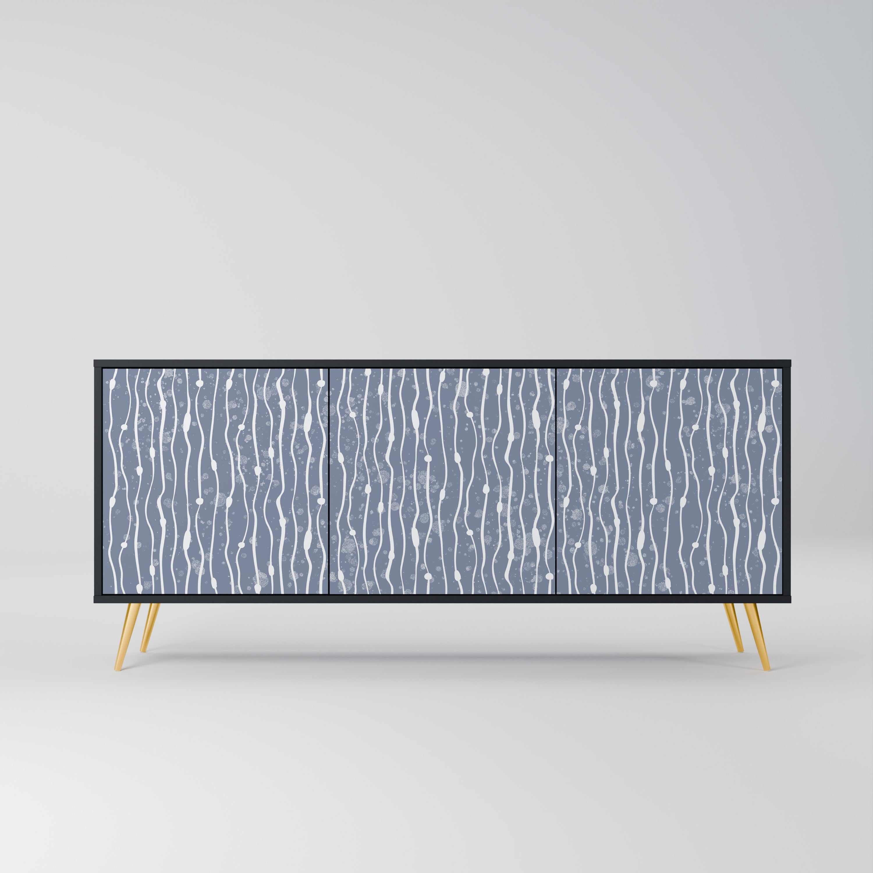 GRAPHITE RAIN 3-türiges Sideboard in schwarzem Finish