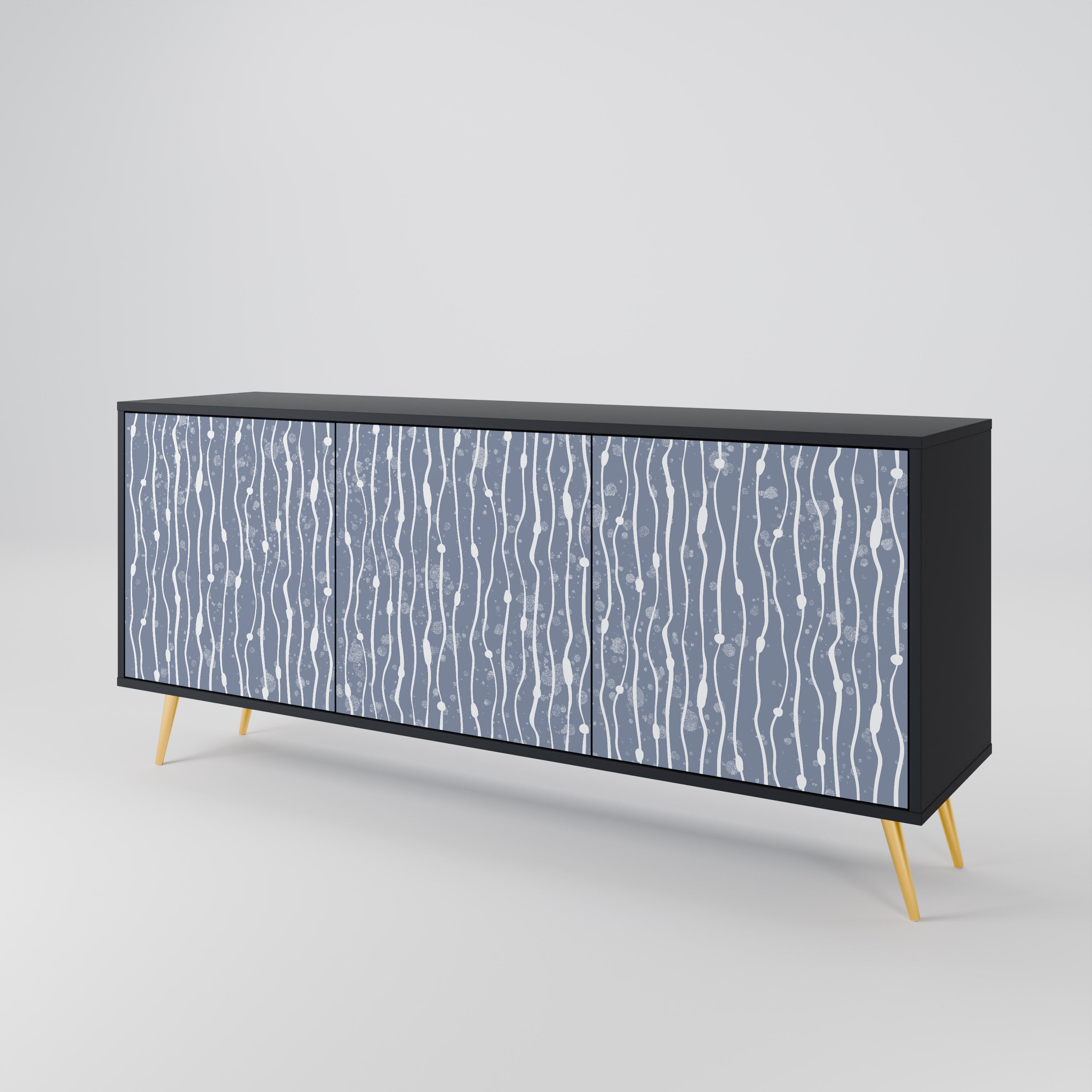 GRAPHITE RAIN 3-türiges Sideboard in schwarzem Finish