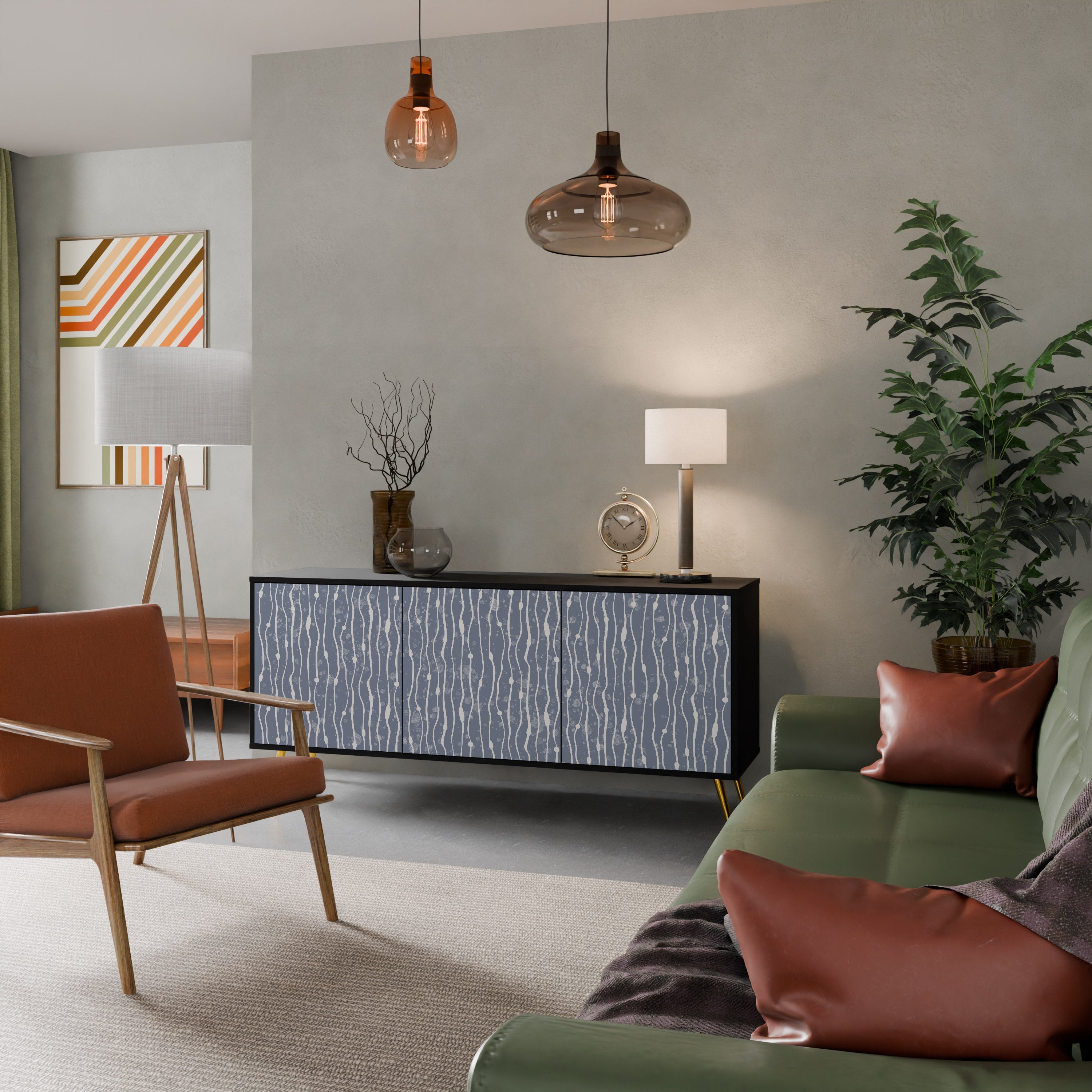 GRAPHITE RAIN 3-türiges Sideboard in schwarzem Finish