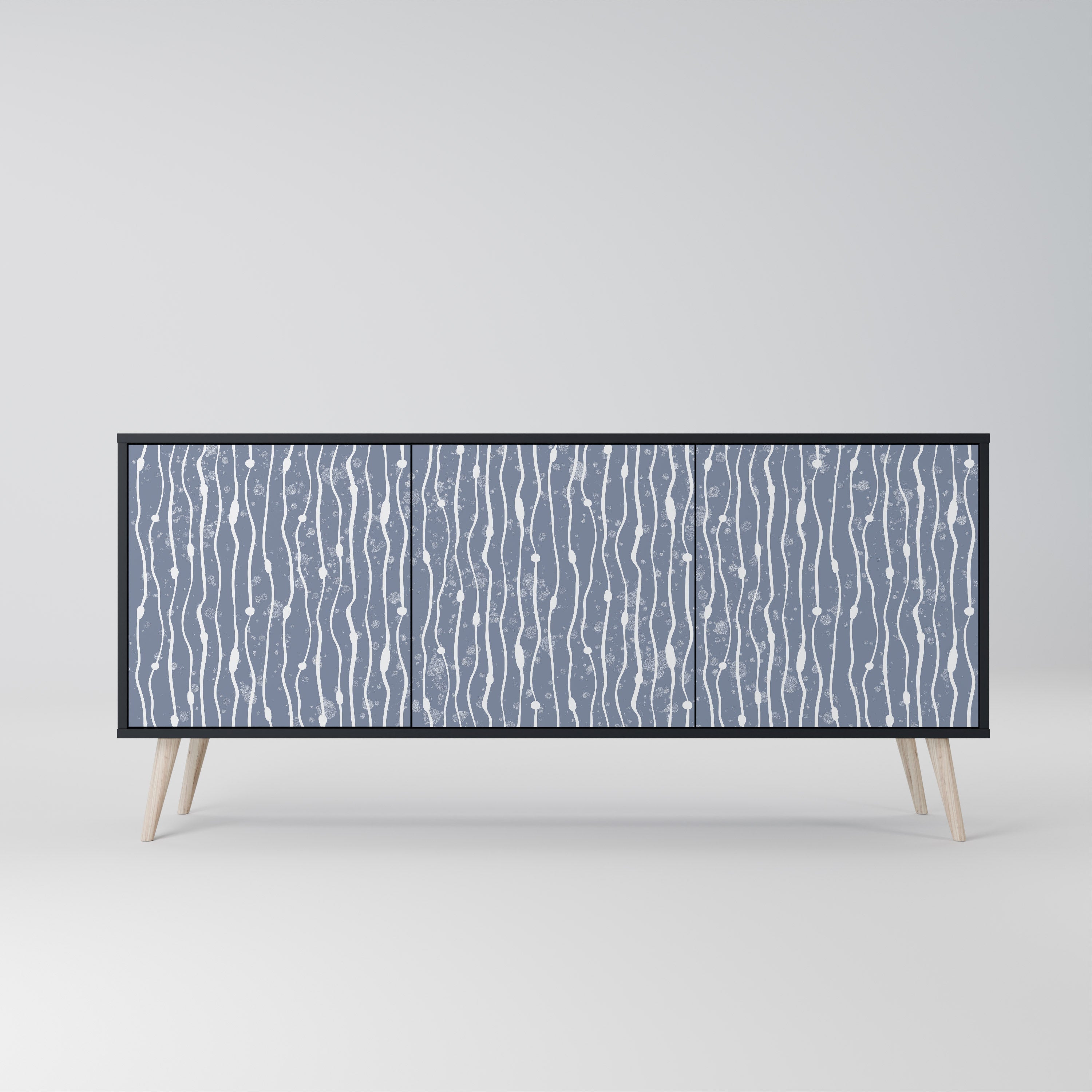 GRAPHITE RAIN 3-türiges Sideboard in schwarzem Finish