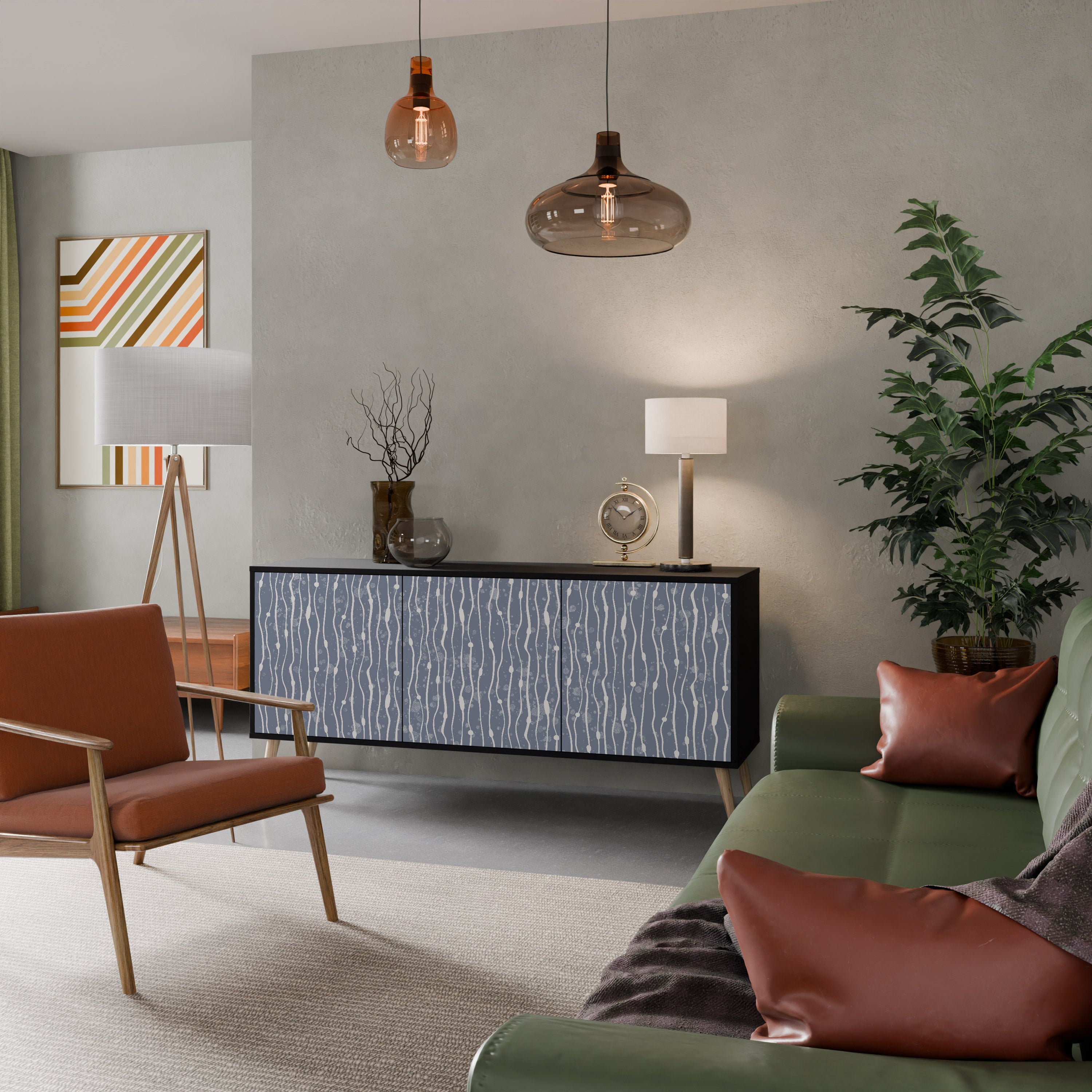 GRAPHITE RAIN 3-türiges Sideboard in schwarzem Finish