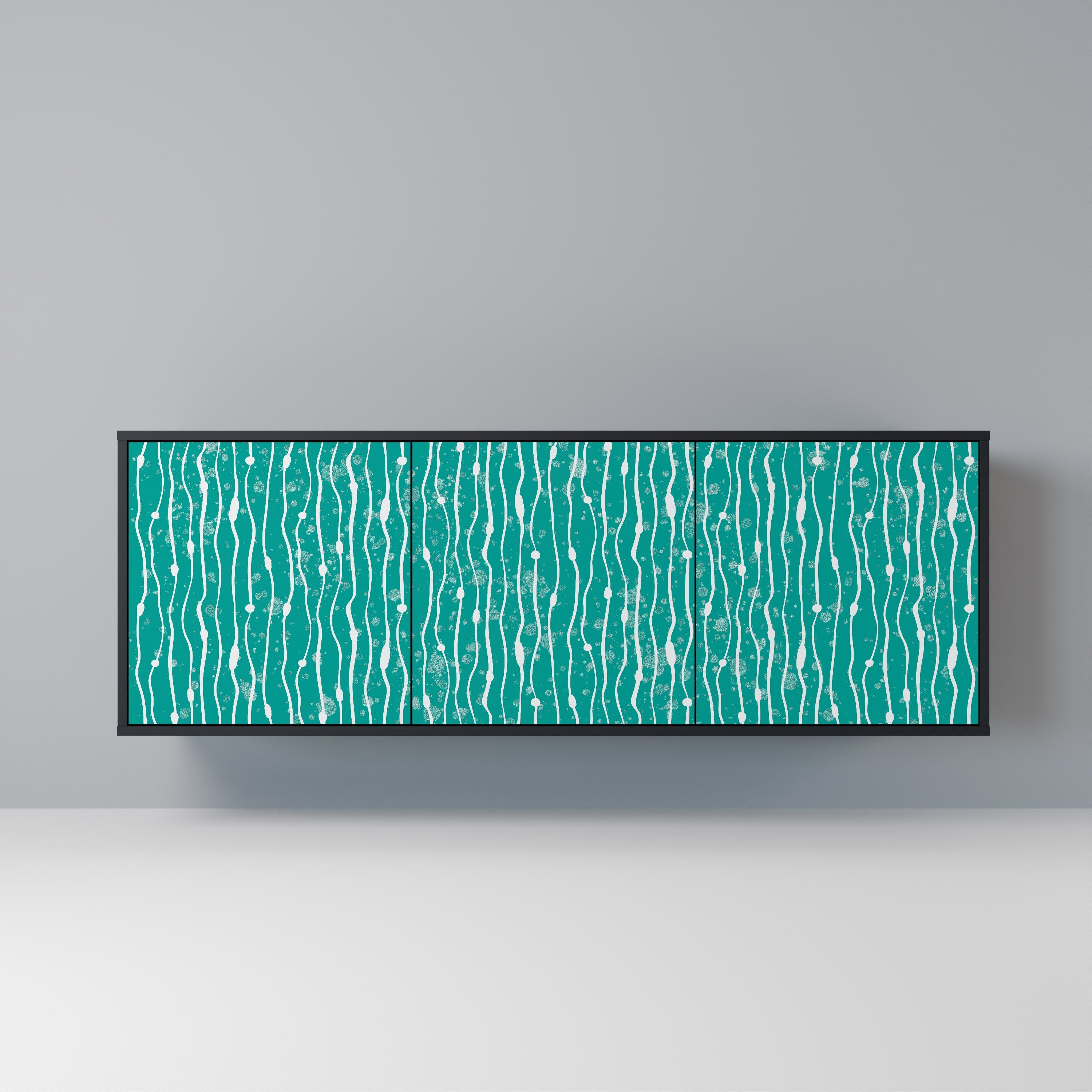 TURQUOISE RAIN 3-türiges Sideboard in schwarzem Finish