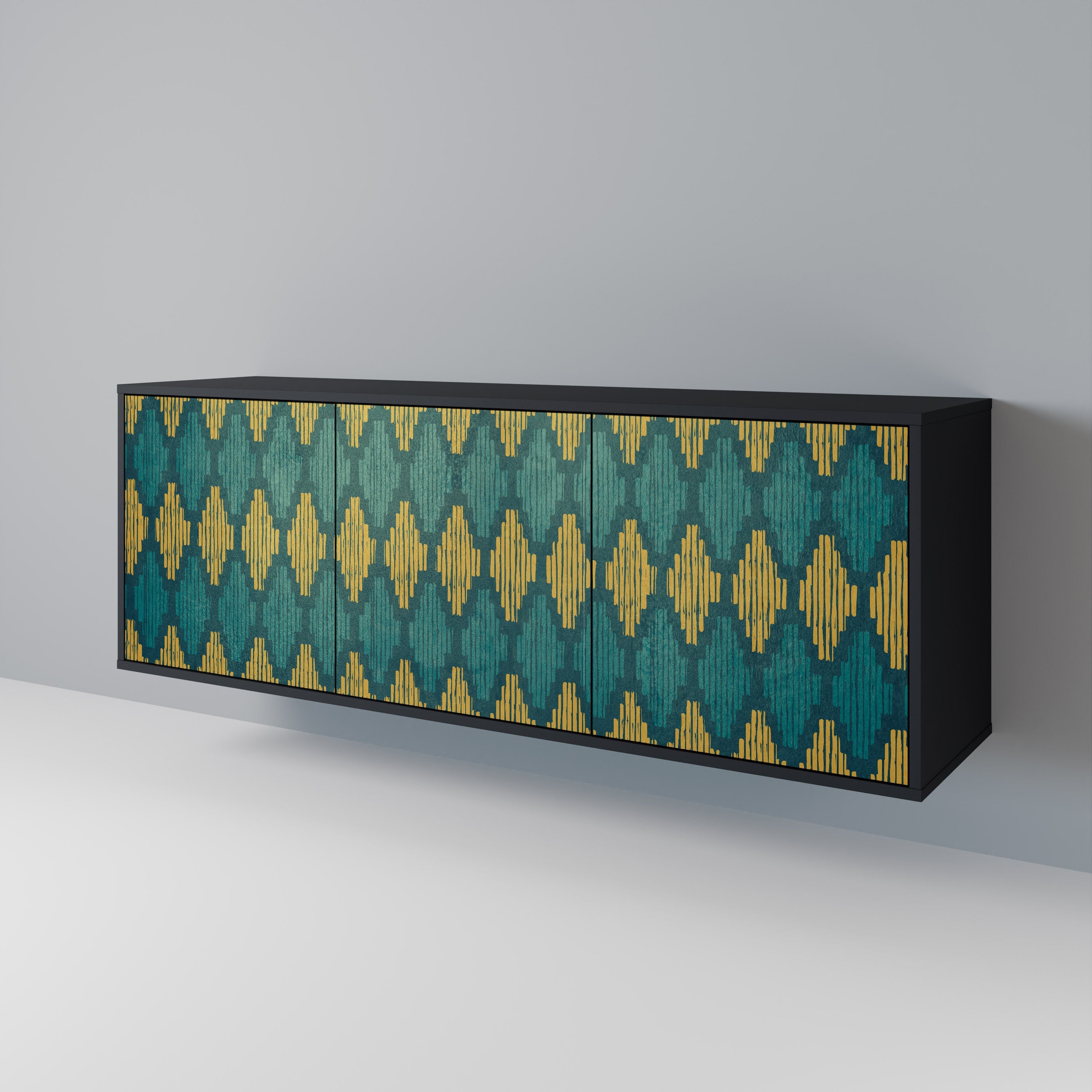 POLYGONS Sideboard mit 3 Türen in Schwarz