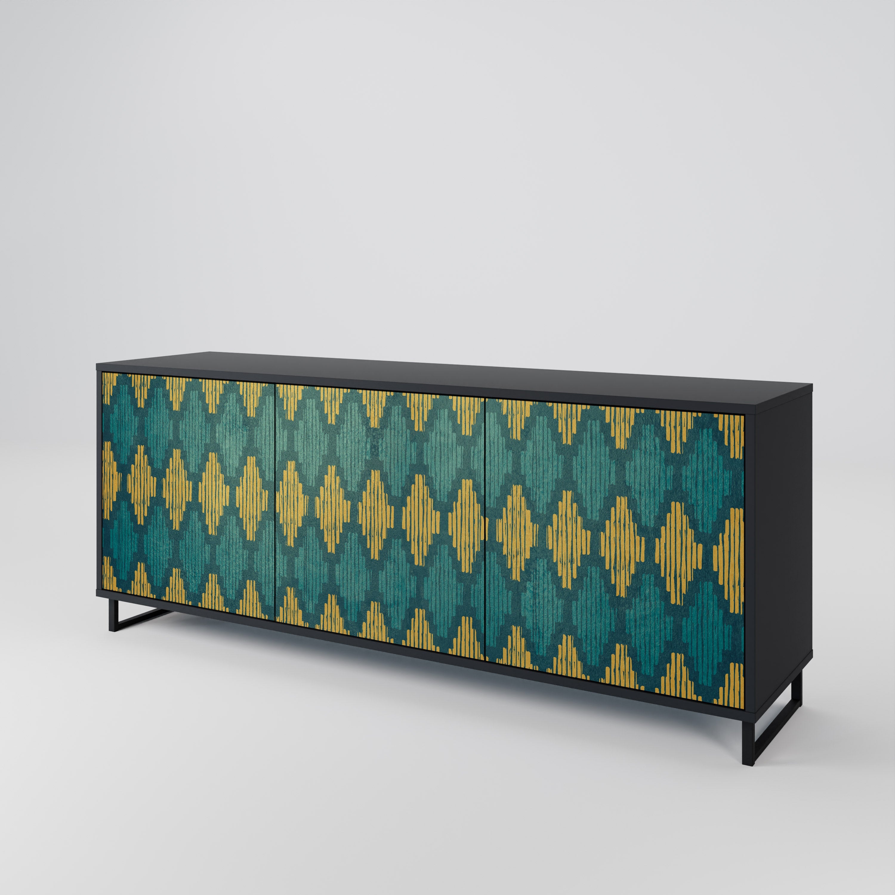 POLYGONS Sideboard mit 3 Türen in Schwarz