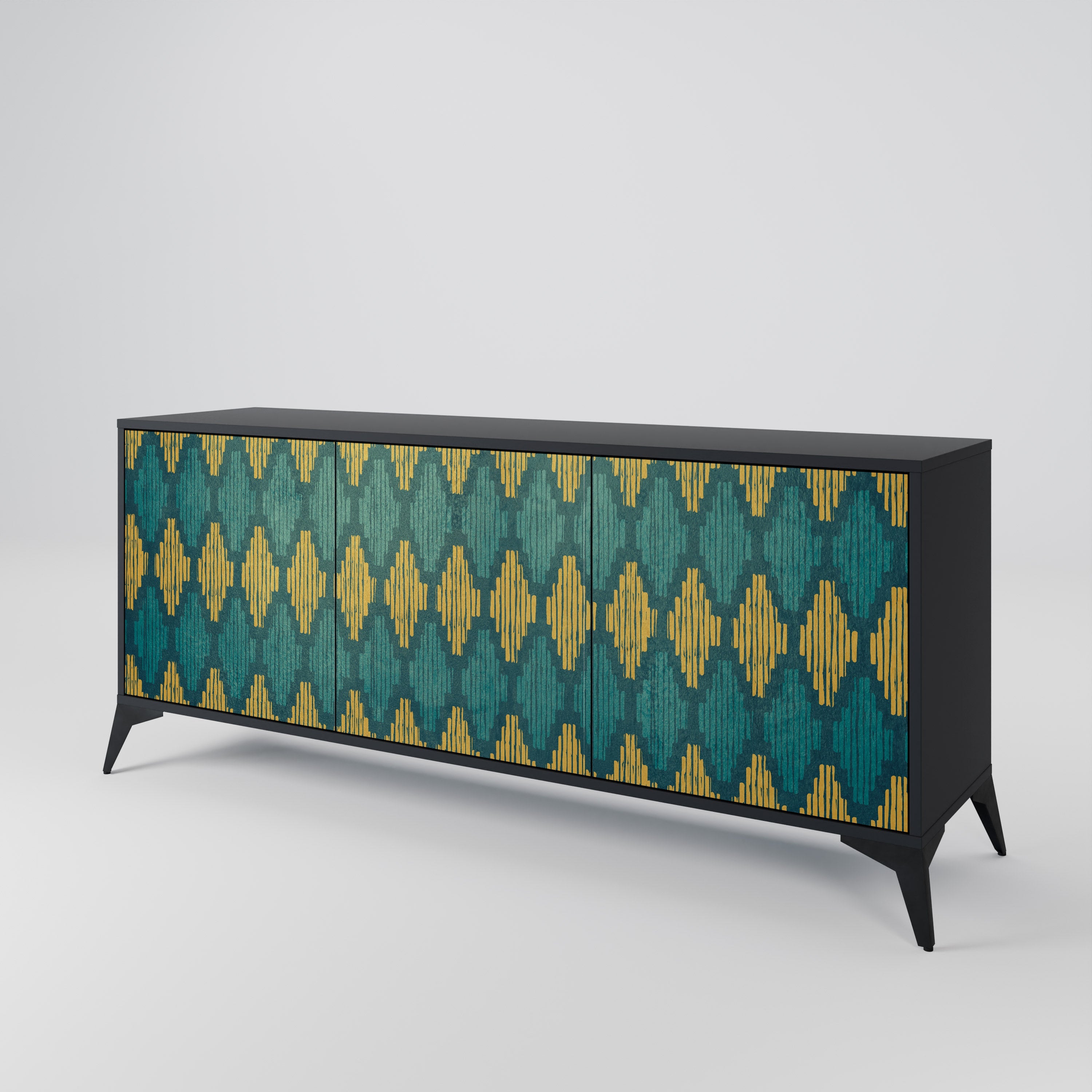 POLYGONS Sideboard mit 3 Türen in Schwarz