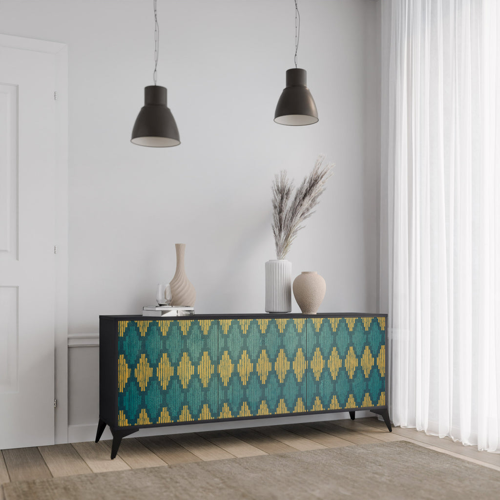 POLYGONS Sideboard mit 3 Türen in Schwarz