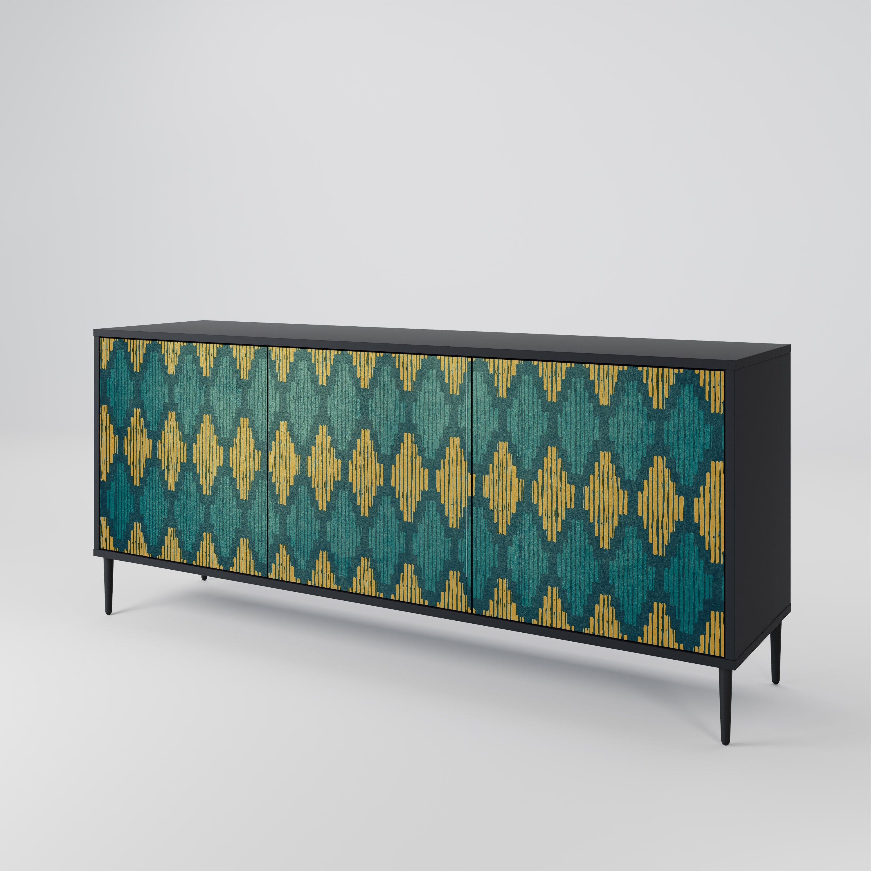 POLYGONS Sideboard mit 3 Türen in Schwarz