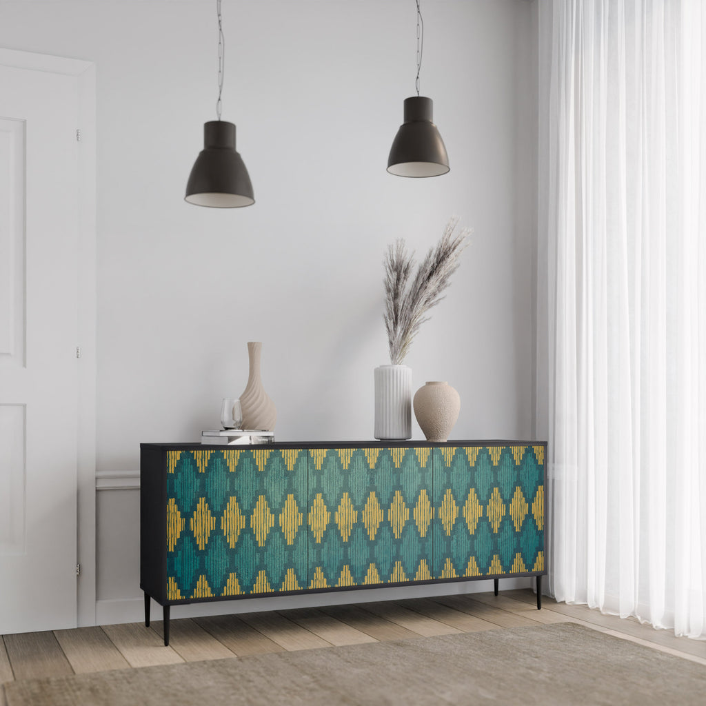 POLYGONS Sideboard mit 3 Türen in Schwarz