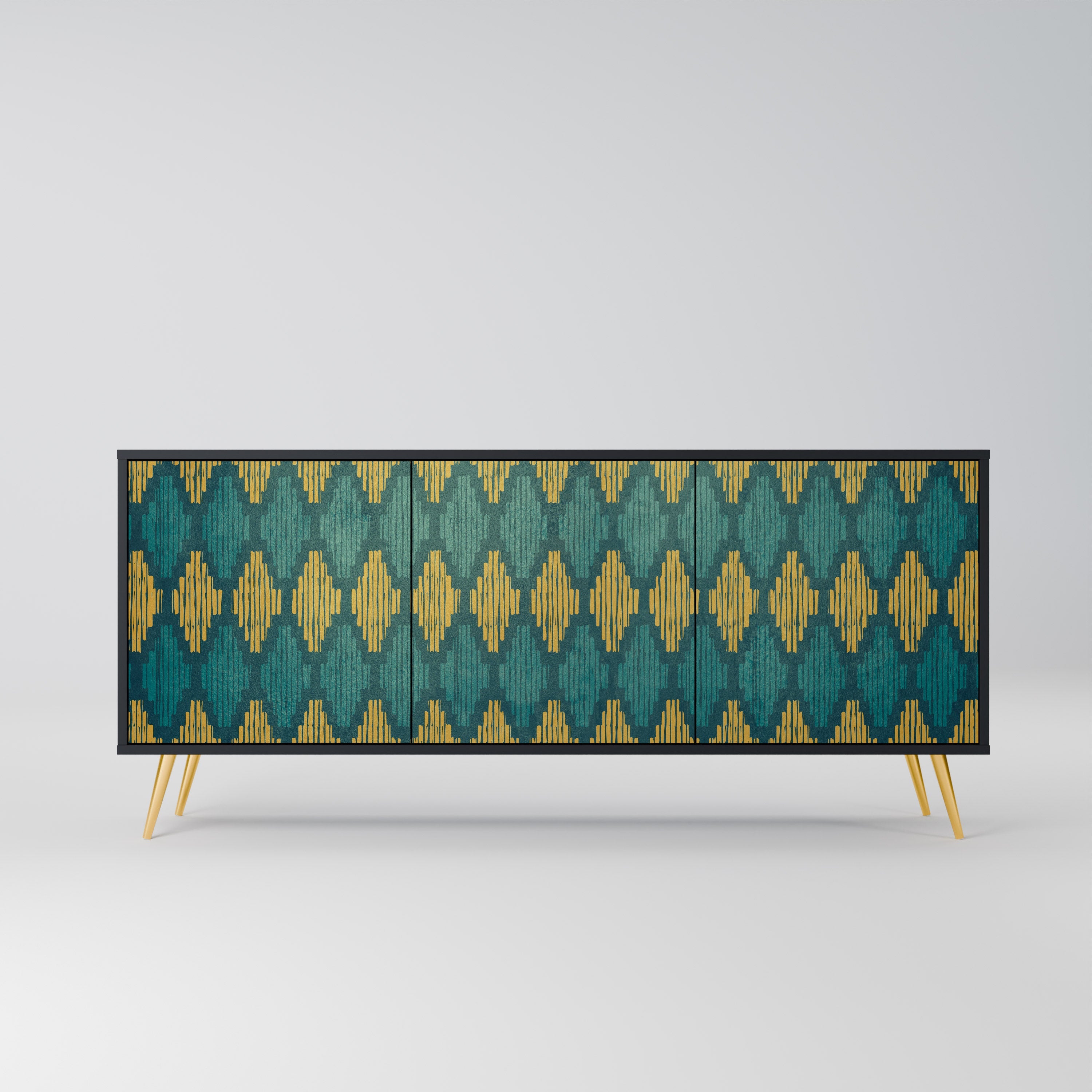POLYGONS Sideboard mit 3 Türen in Schwarz