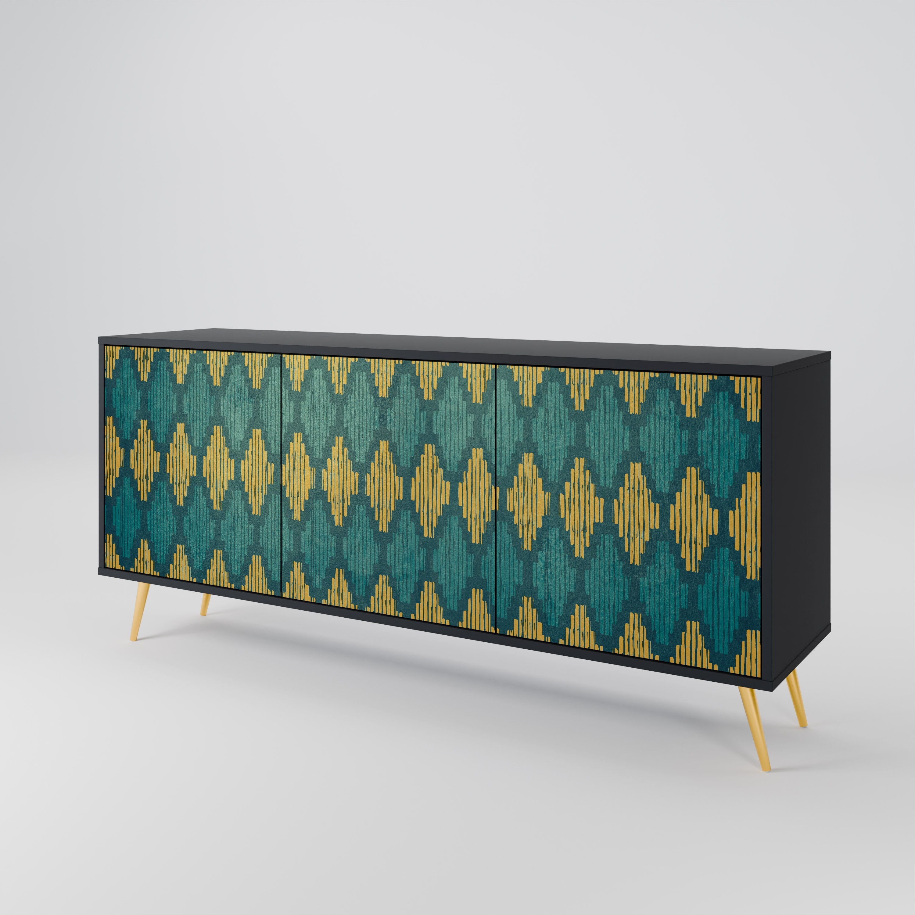 POLYGONS Sideboard mit 3 Türen in Schwarz