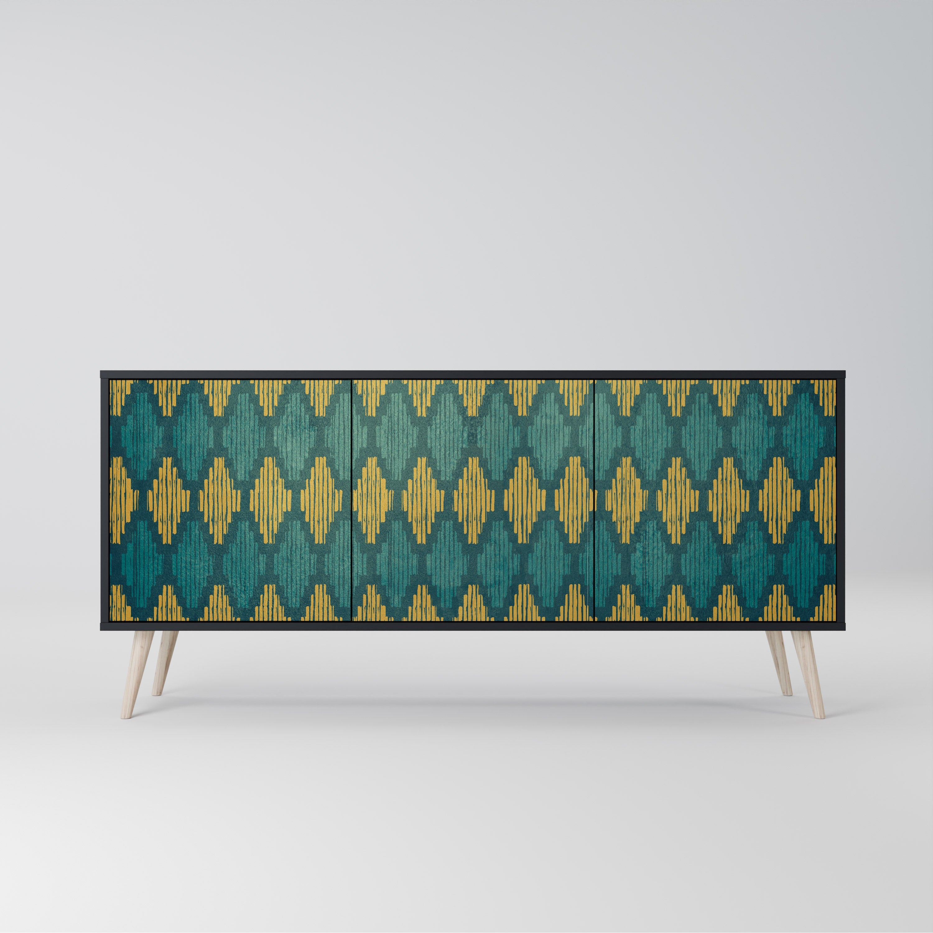 POLYGONS Sideboard mit 3 Türen in Schwarz