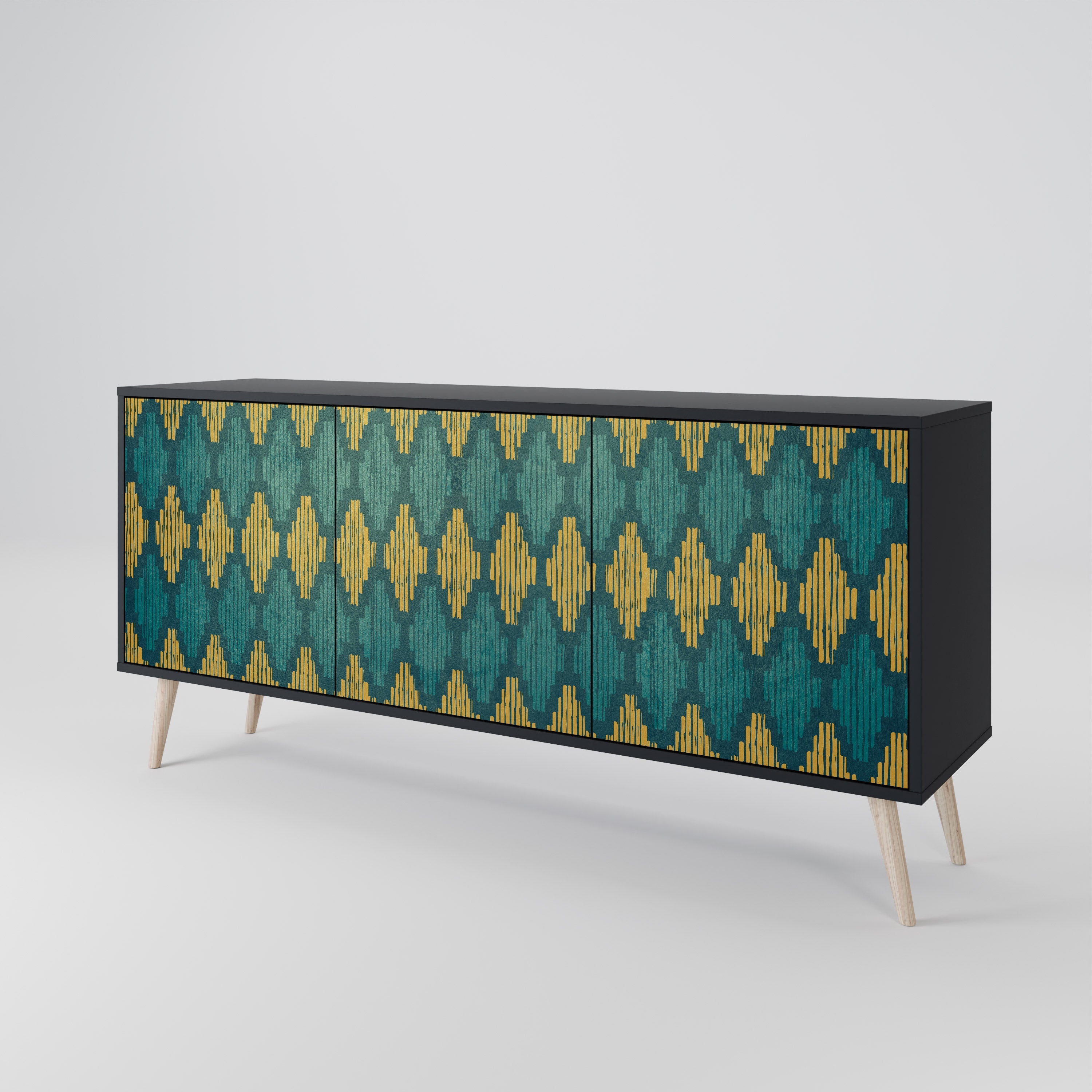 POLYGONS Sideboard mit 3 Türen in Schwarz
