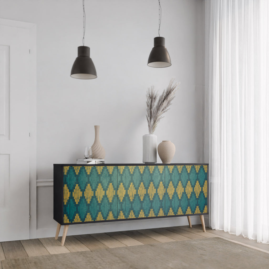 POLYGONS Sideboard mit 3 Türen in Schwarz