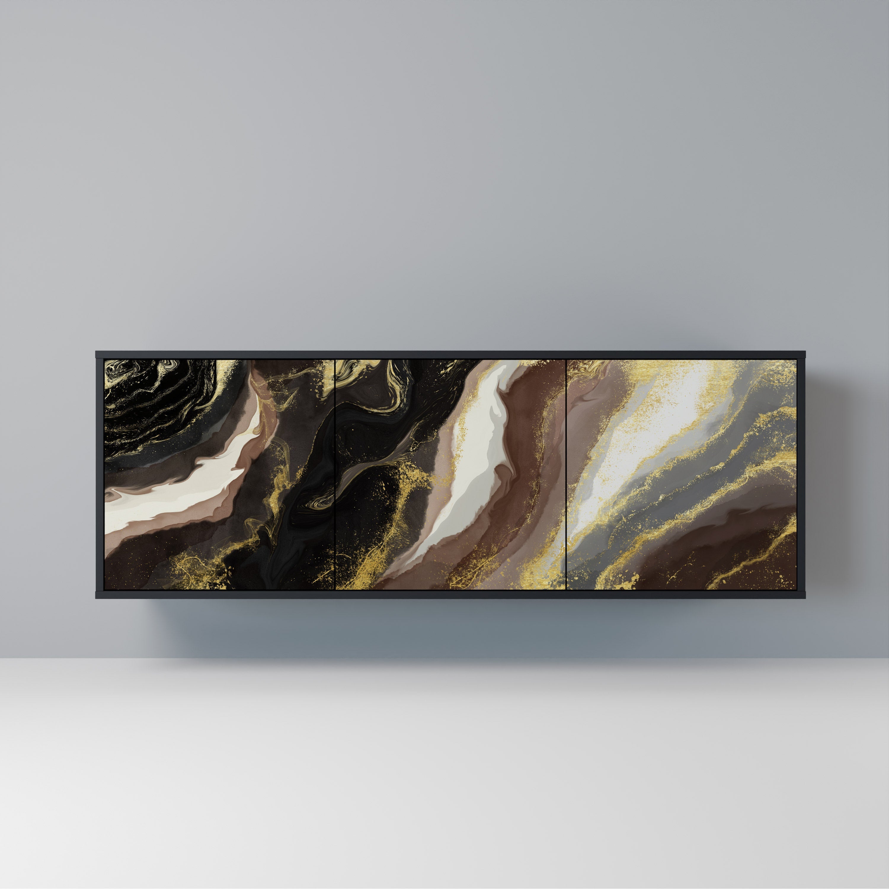 GOLD DUST 3-türiges Sideboard in Schwarz