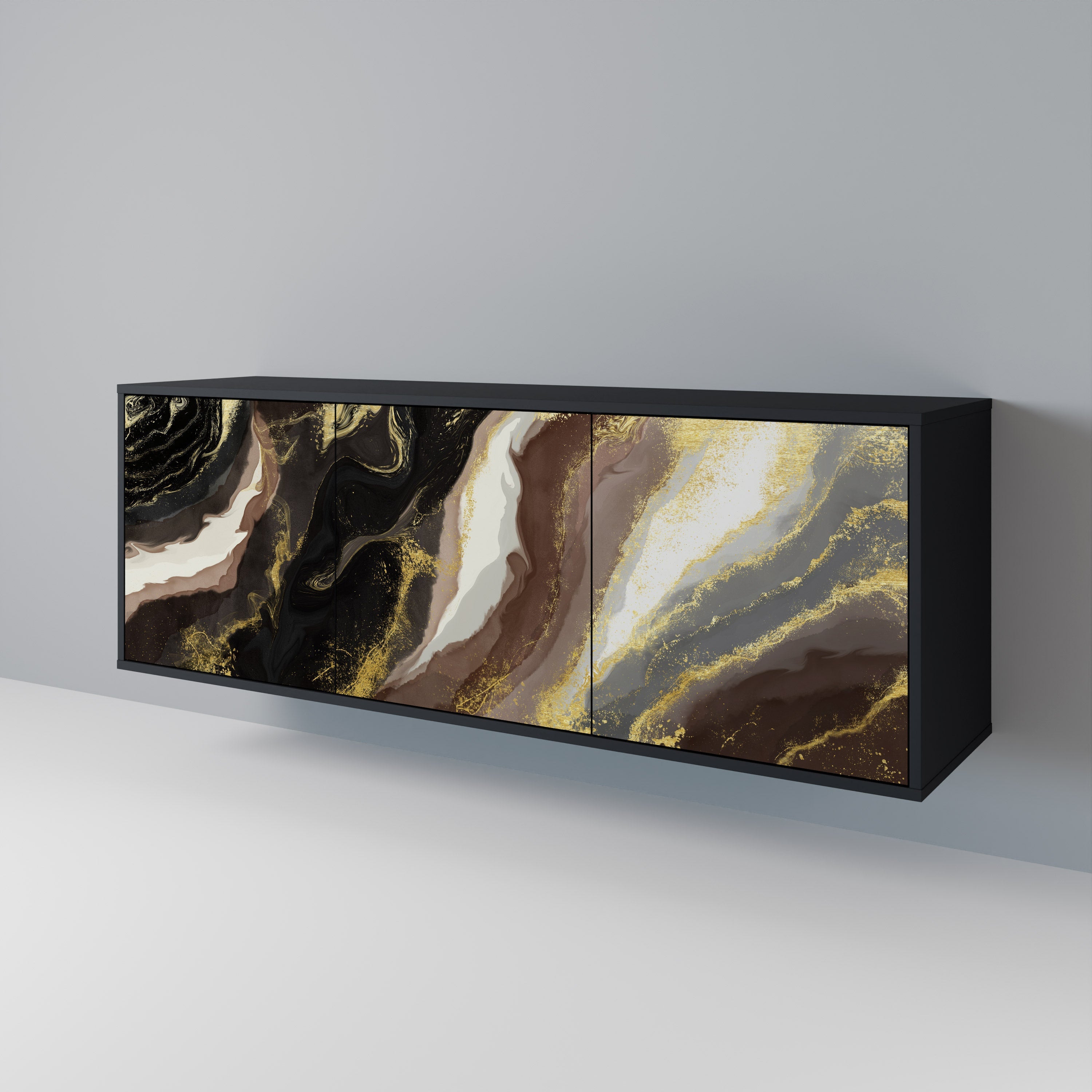 GOLD DUST 3-türiges Sideboard in Schwarz