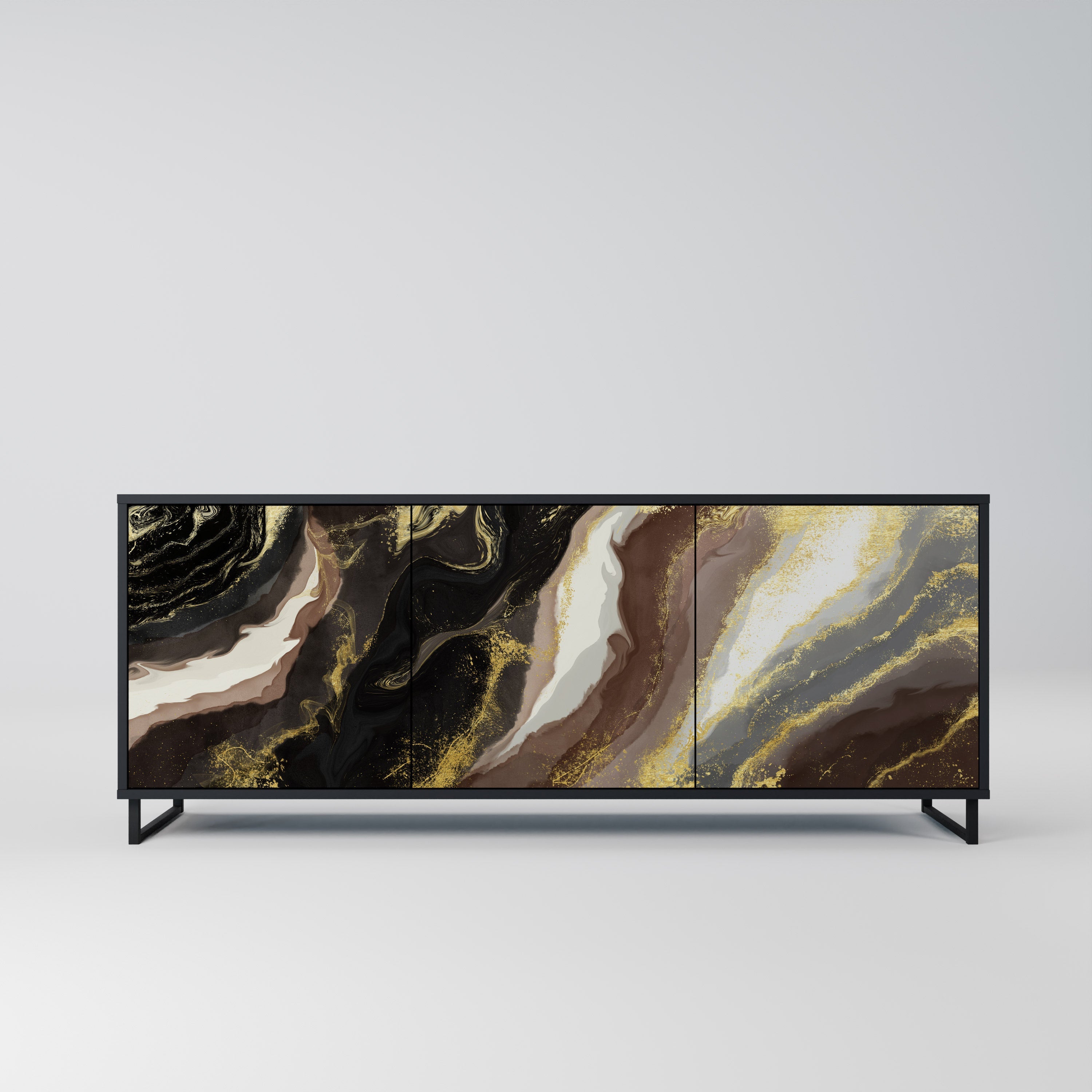 GOLD DUST 3-türiges Sideboard in Schwarz