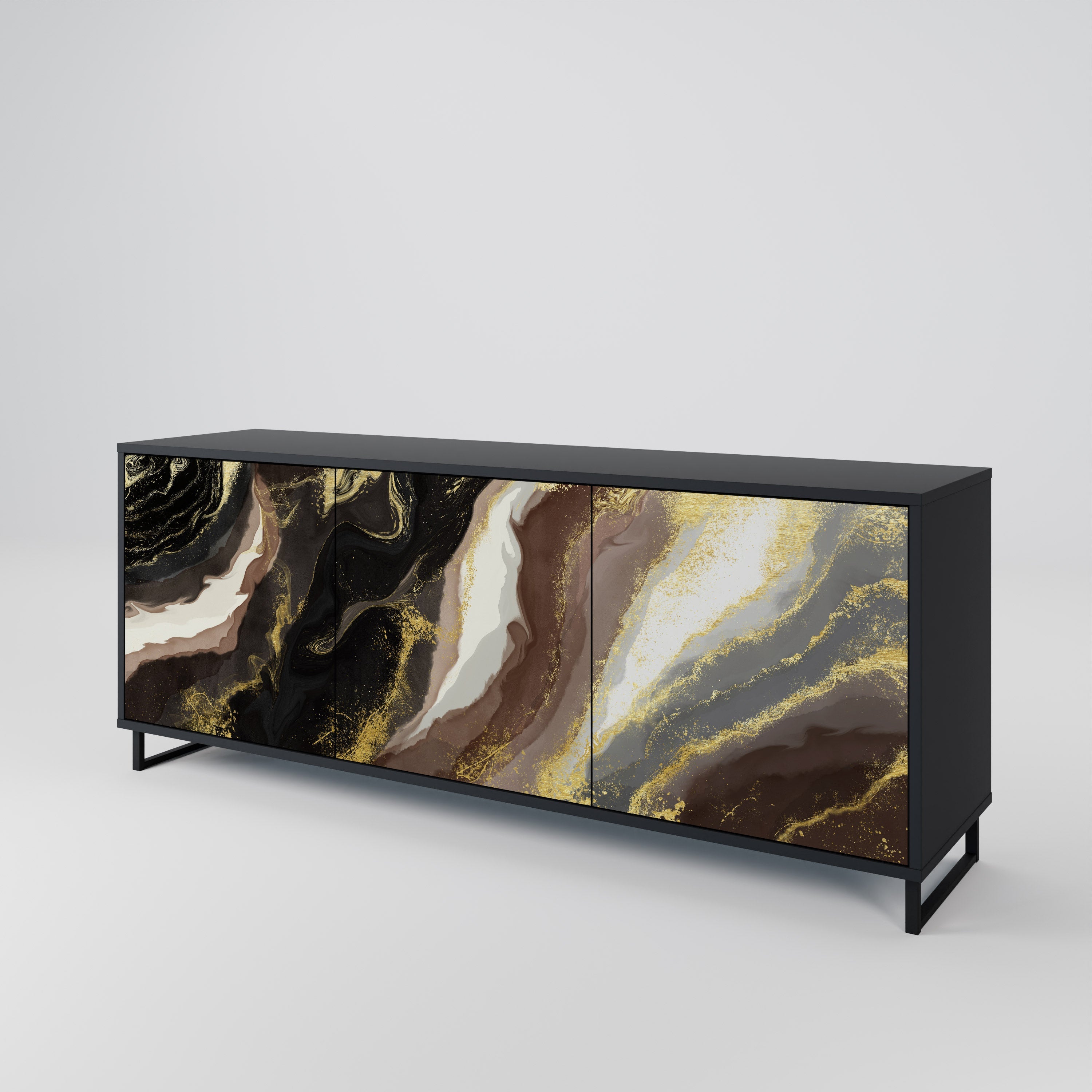 GOLD DUST 3-türiges Sideboard in Schwarz