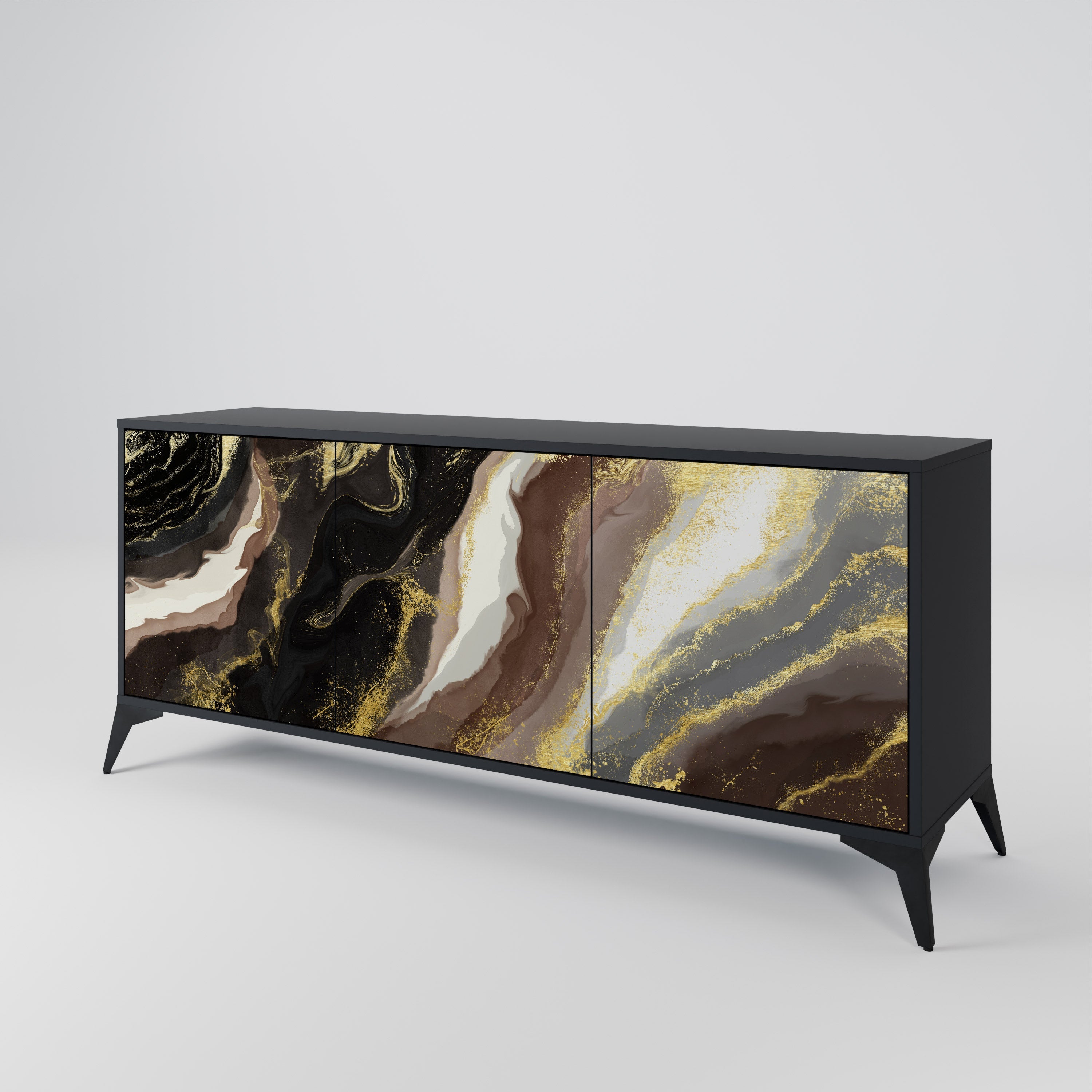 GOLD DUST 3-türiges Sideboard in Schwarz