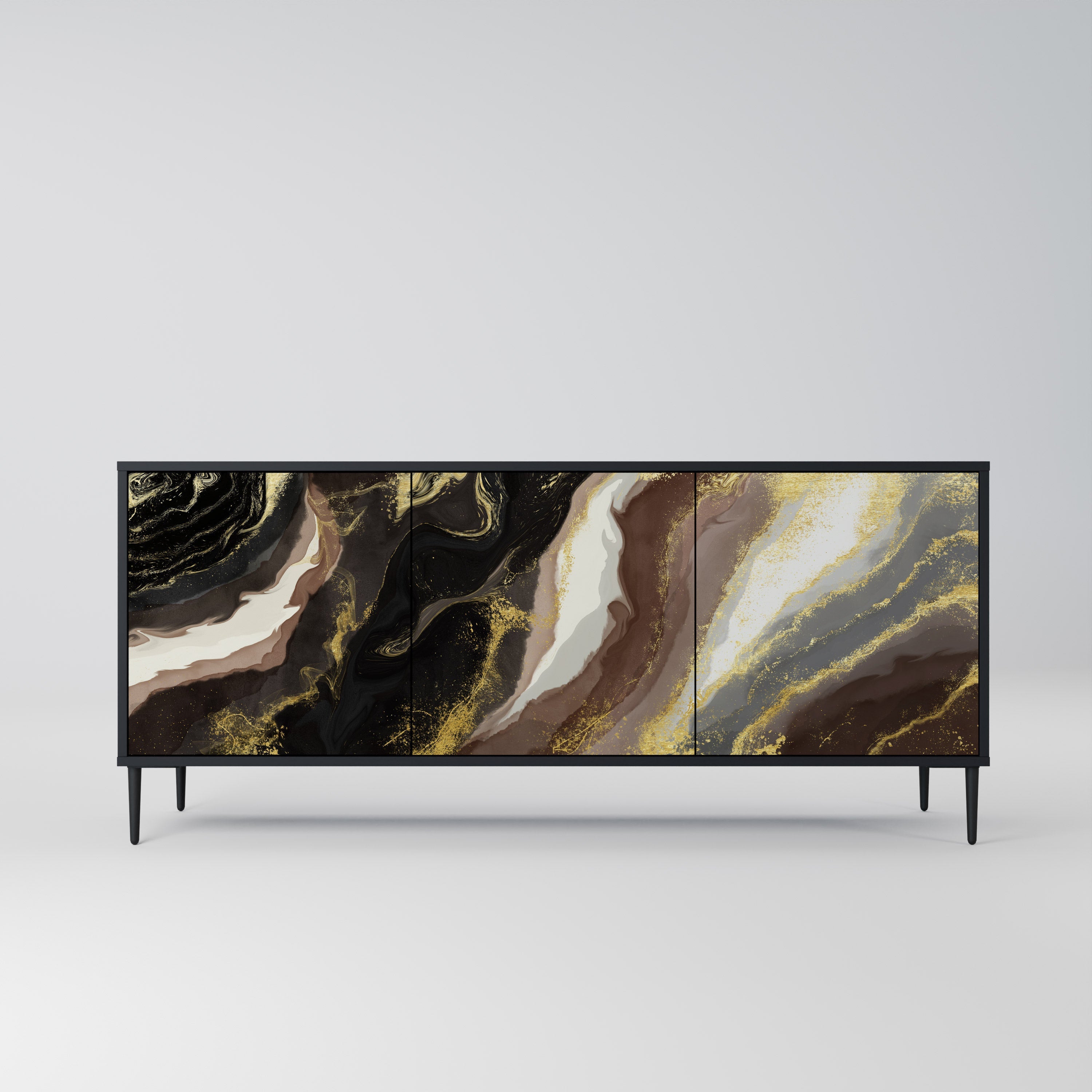 GOLD DUST 3-türiges Sideboard in Schwarz