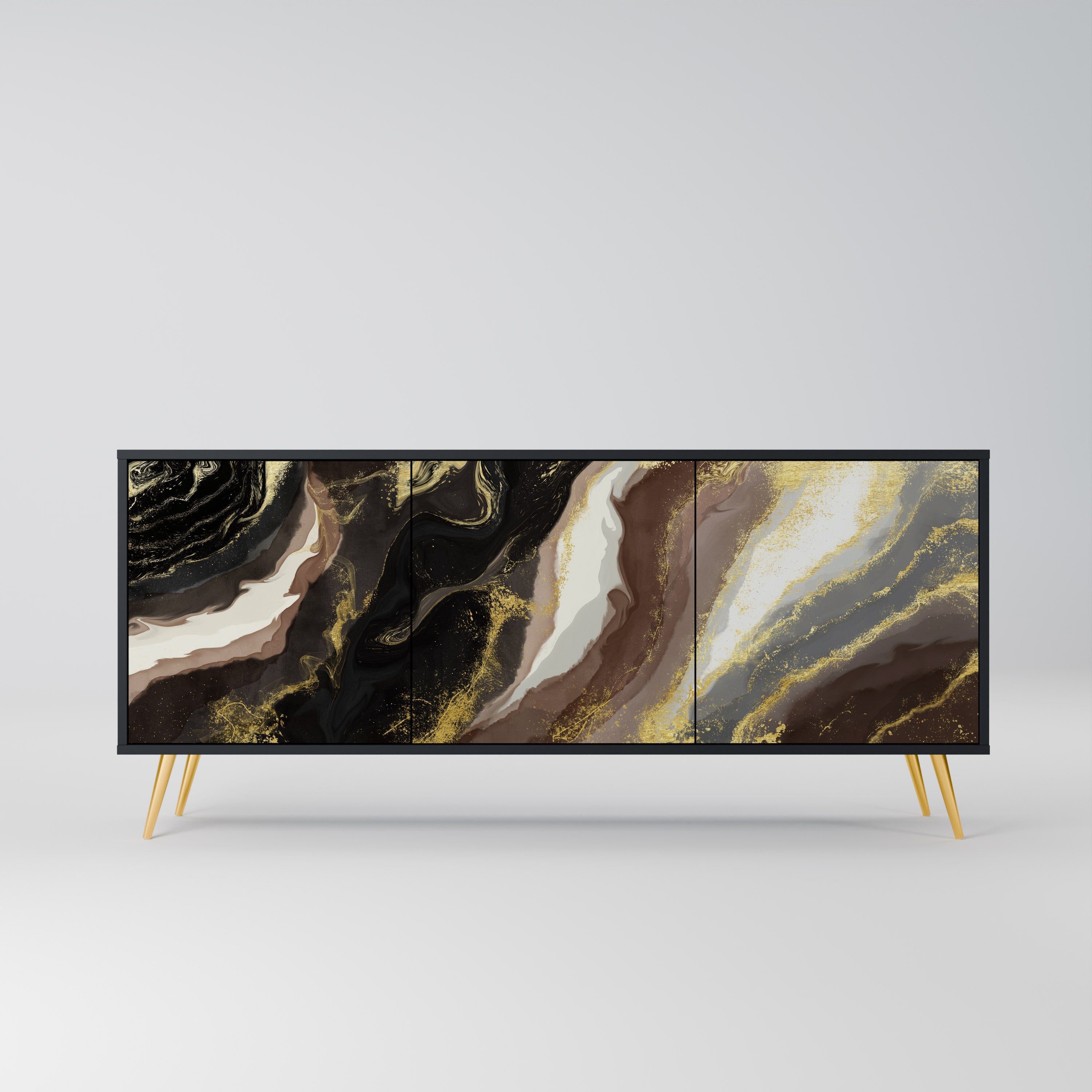 GOLD DUST 3-türiges Sideboard in Schwarz