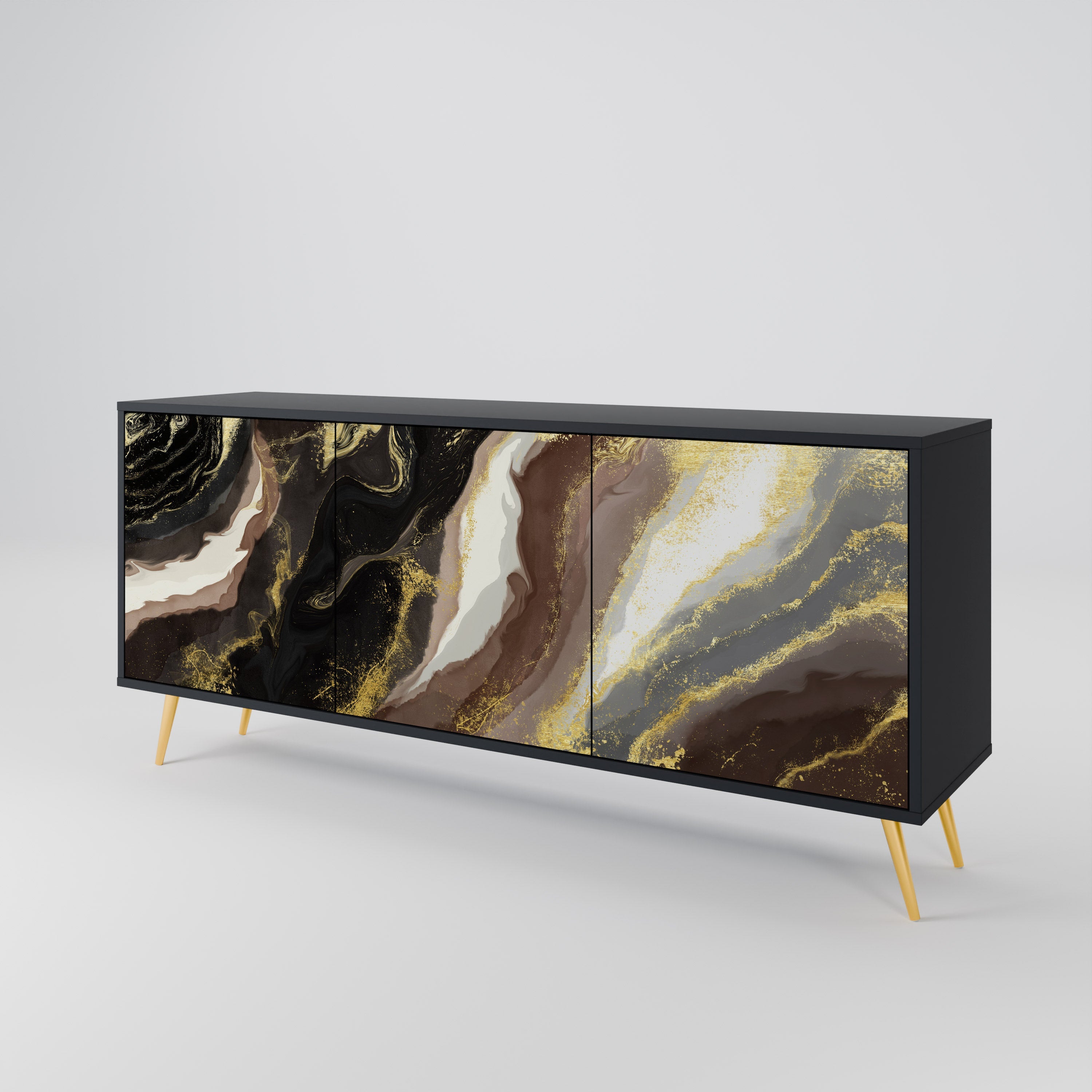 GOLD DUST 3-türiges Sideboard in Schwarz