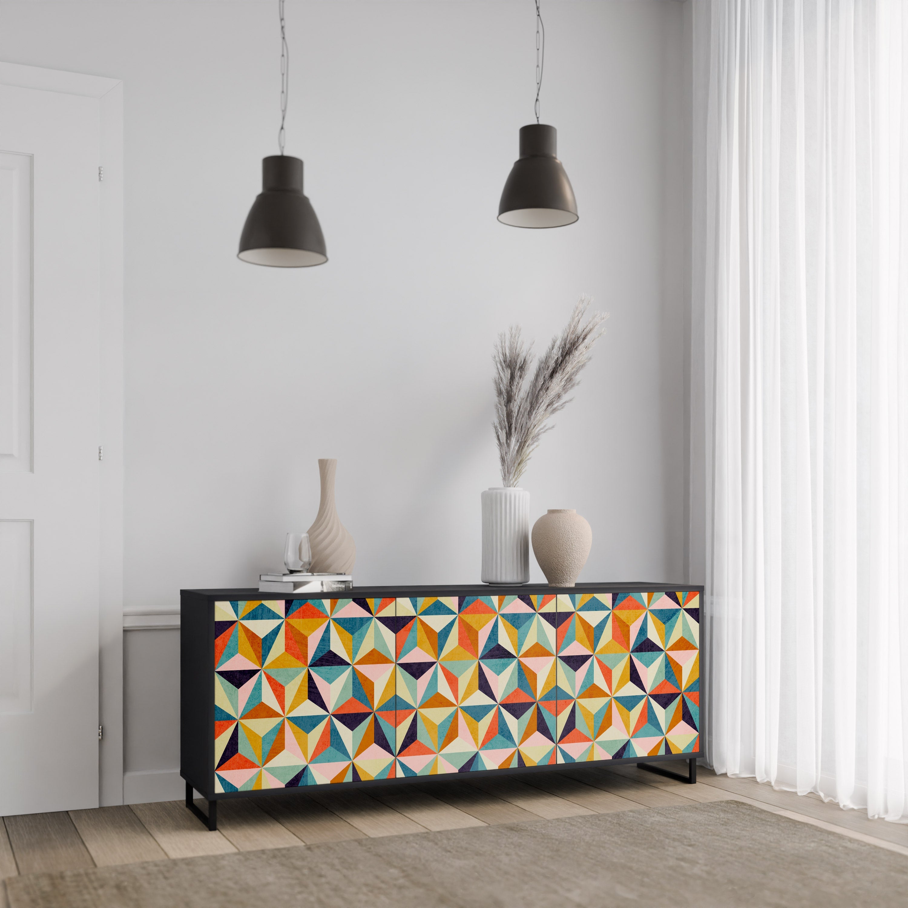 TESSELATE TREASURES Sideboard mit 3 Türen in Schwarz
