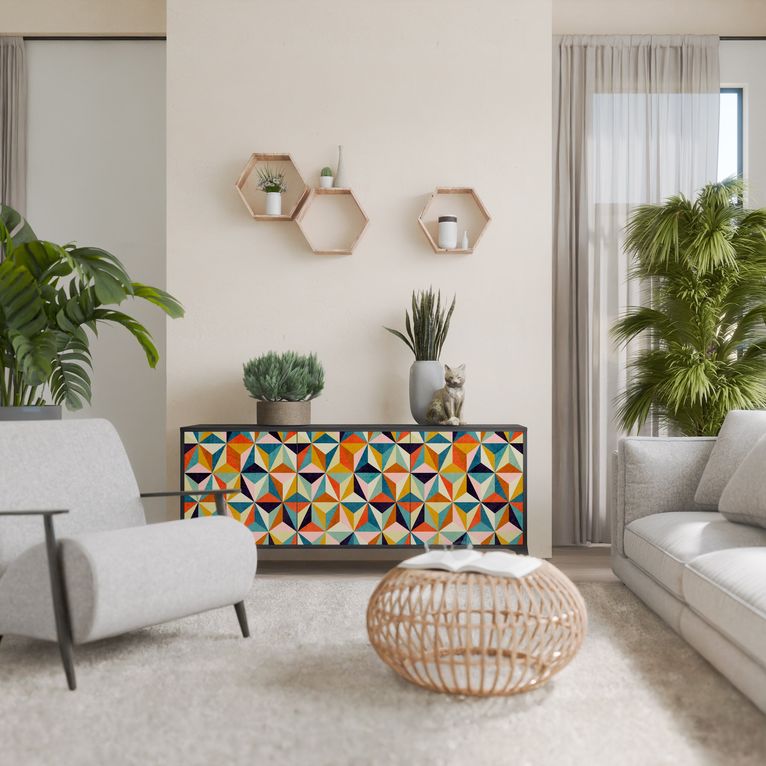 TESSELATE TREASURES Sideboard mit 3 Türen in Schwarz