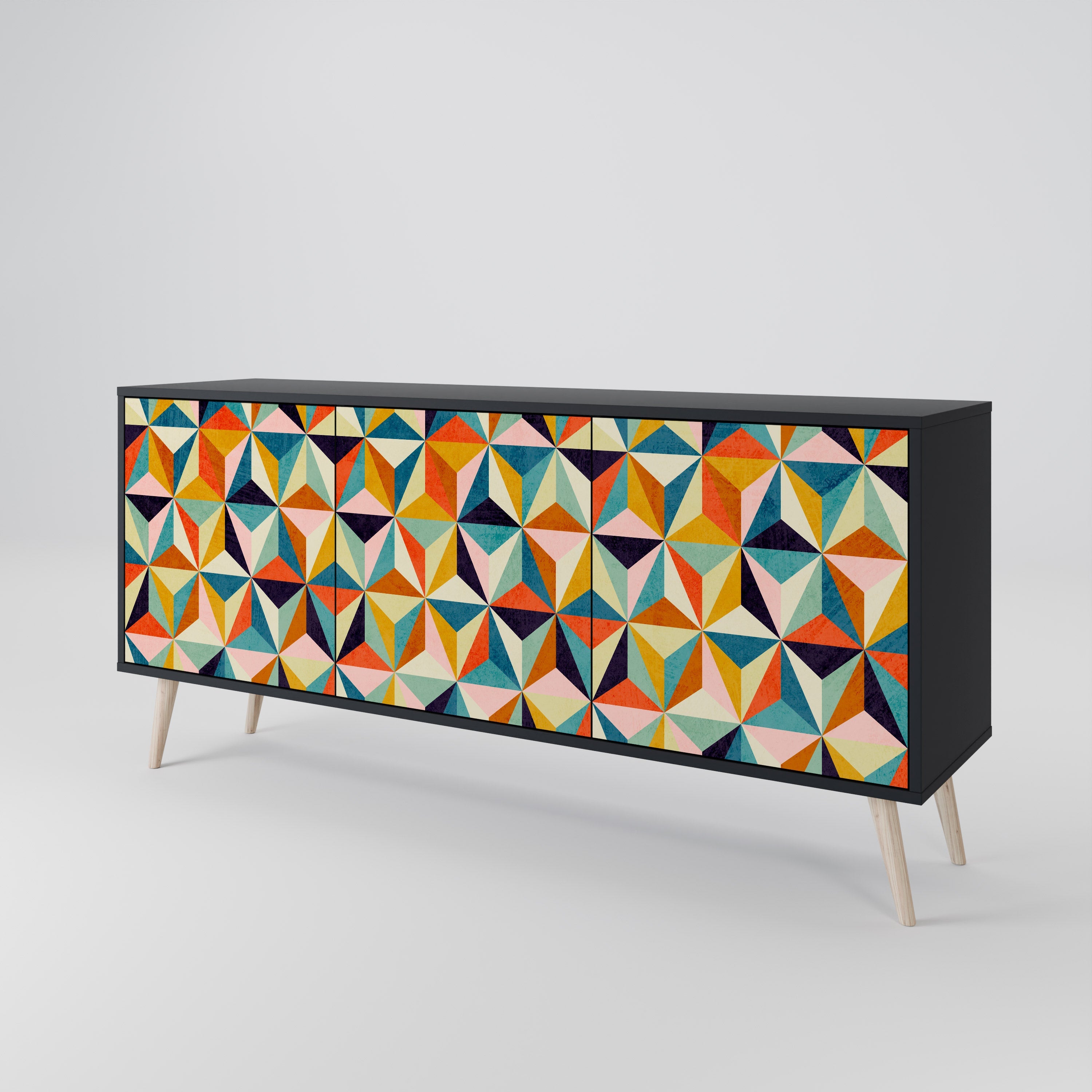 TESSELATE TREASURES Sideboard mit 3 Türen in Schwarz