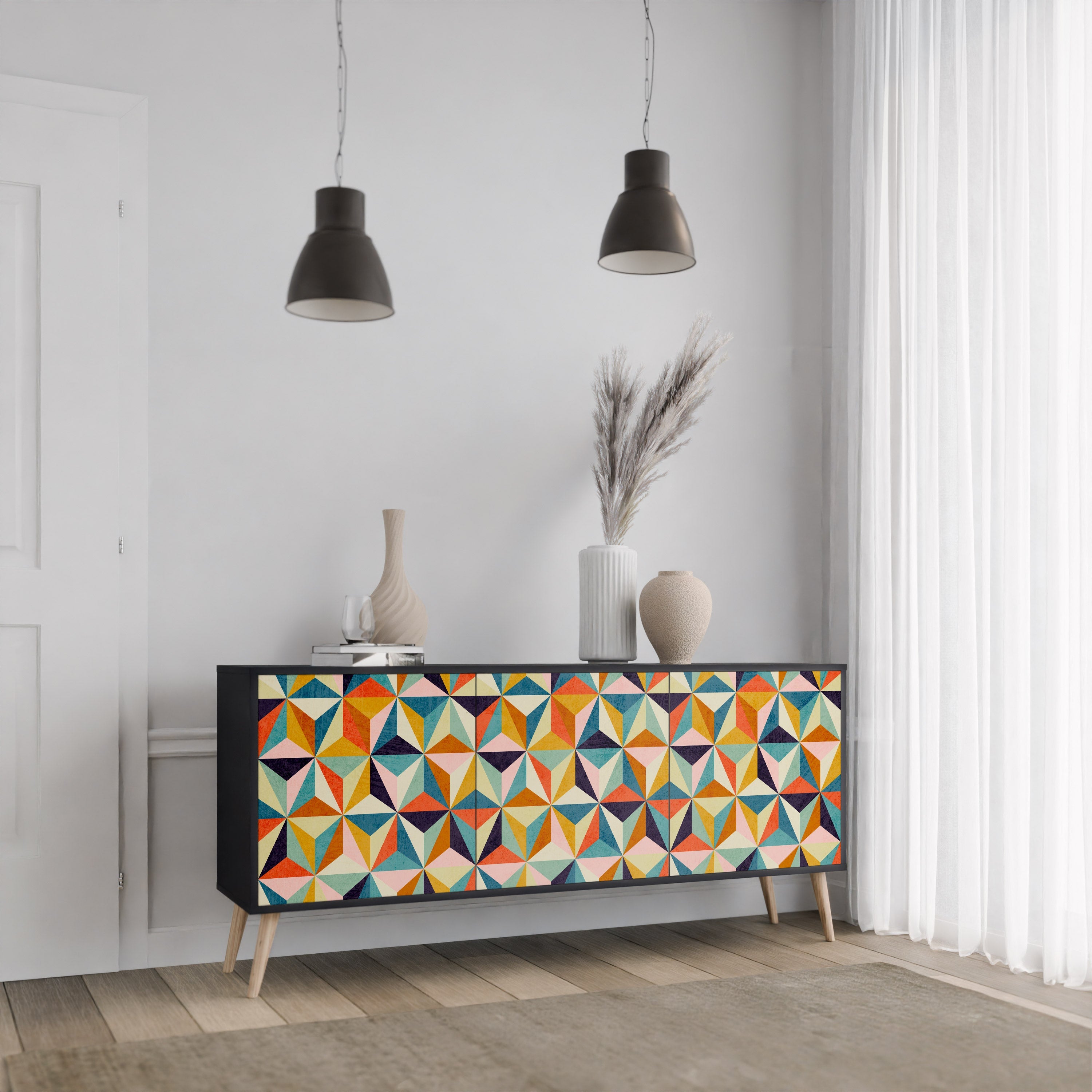 TESSELATE TREASURES Sideboard mit 3 Türen in Schwarz