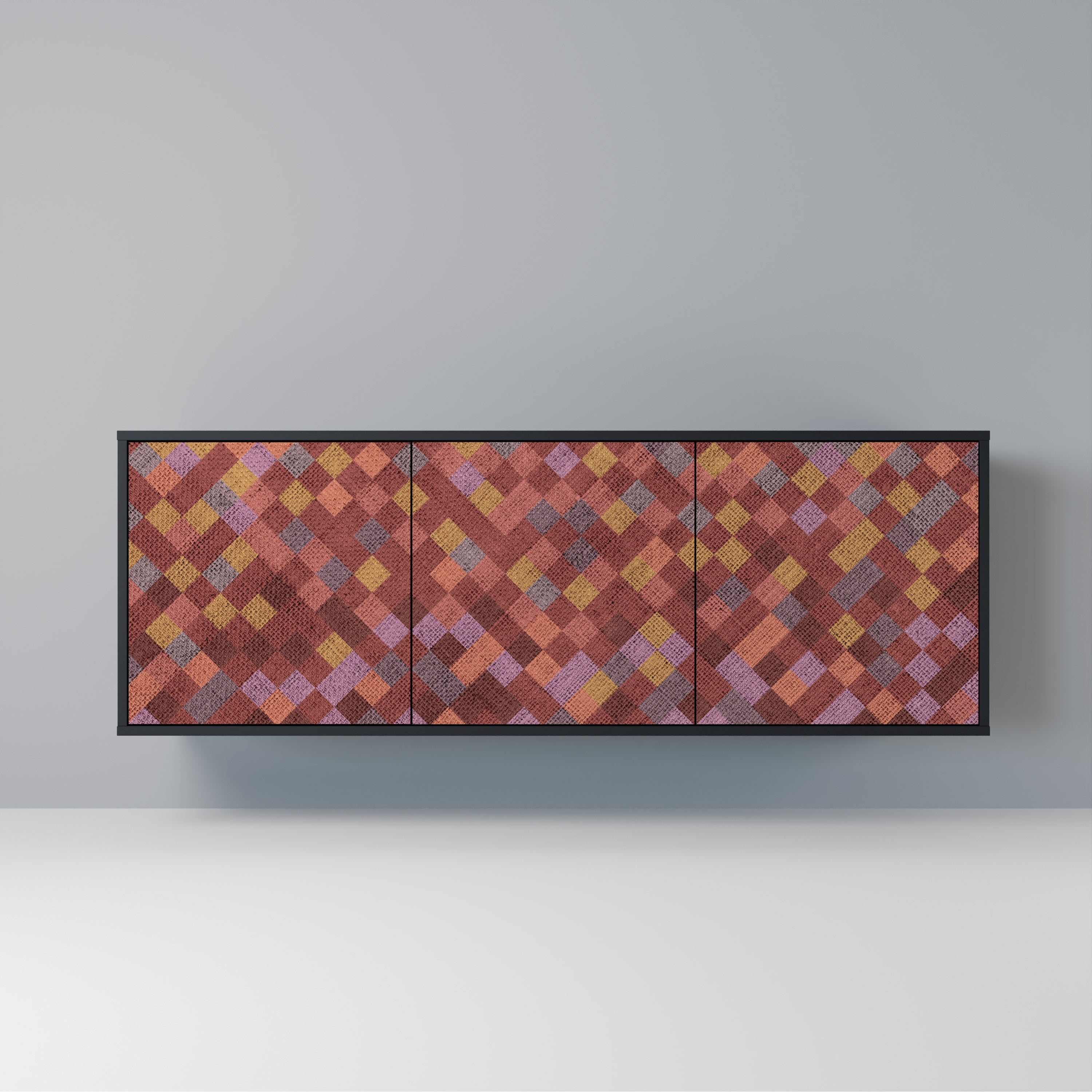 PAINTED SQUARES 3-türiges Sideboard in Schwarz