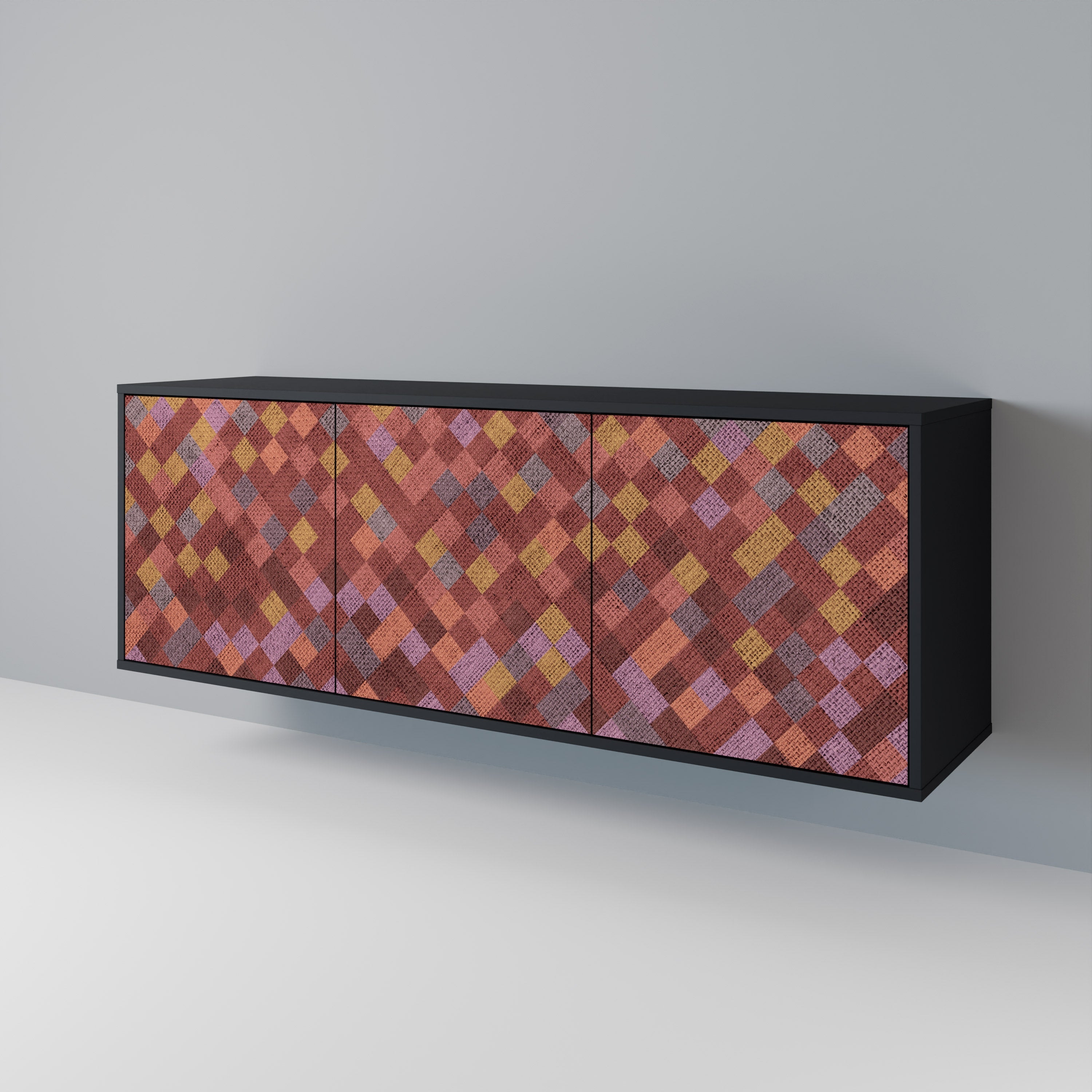 PAINTED SQUARES 3-türiges Sideboard in Schwarz