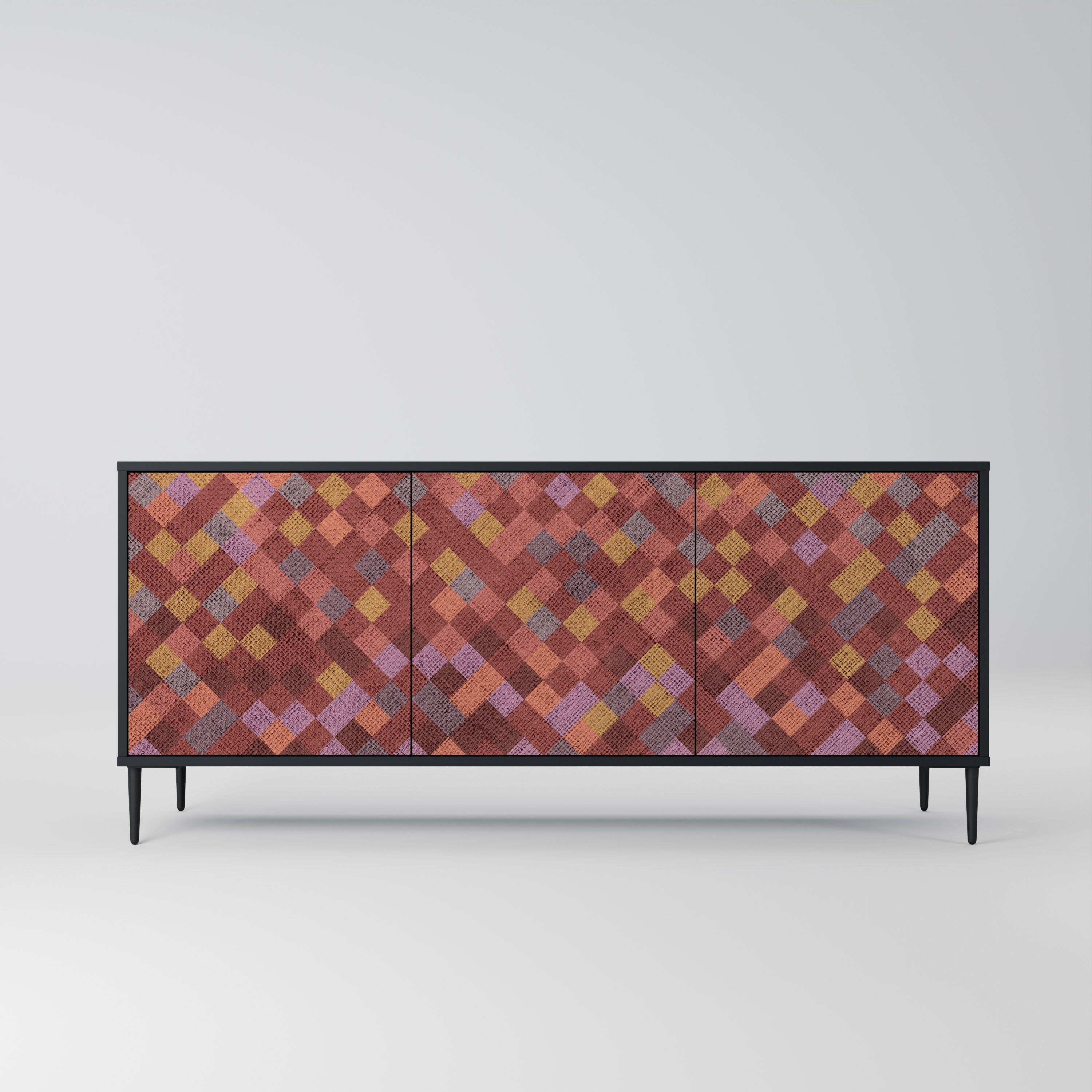 PAINTED SQUARES 3-türiges Sideboard in Schwarz