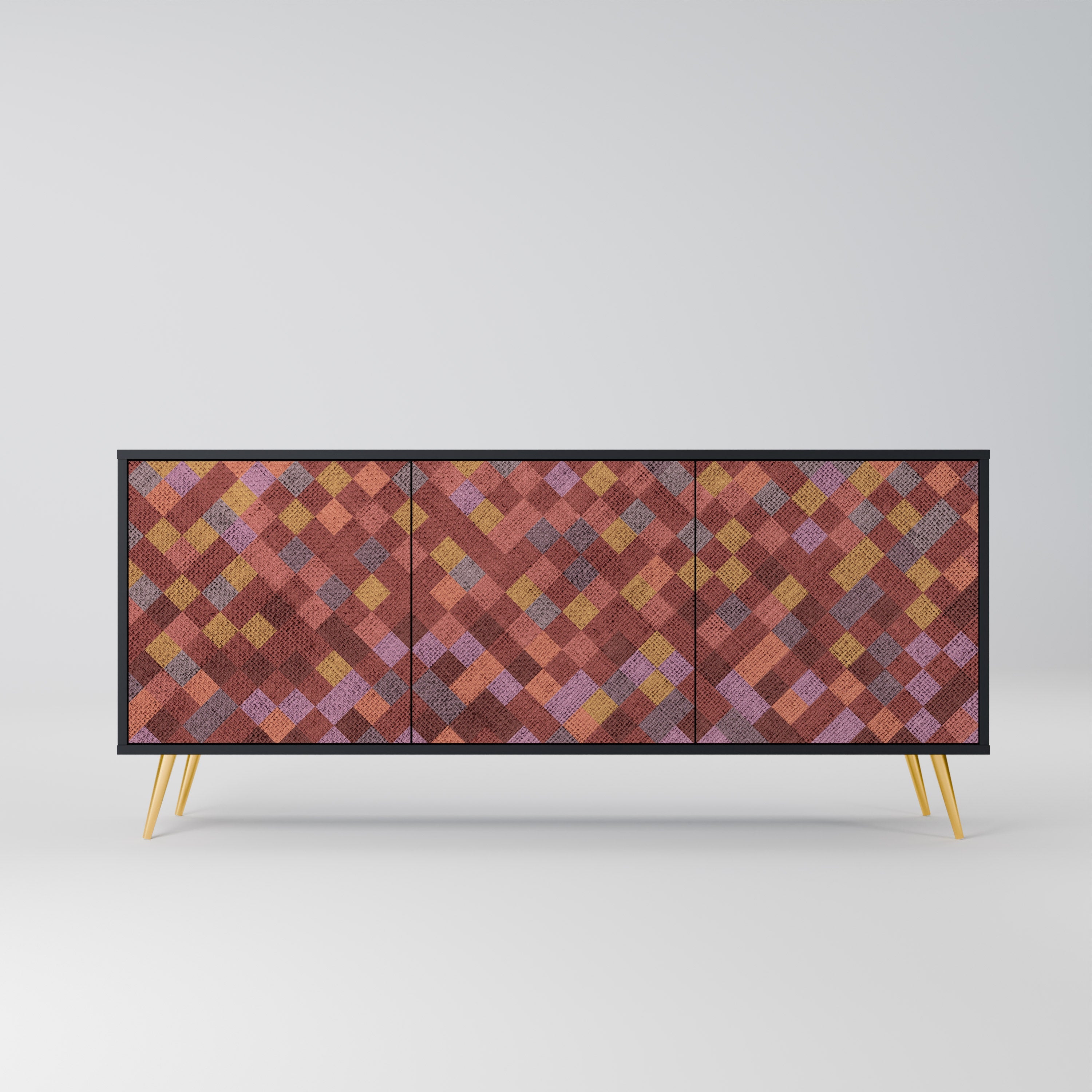 PAINTED SQUARES 3-türiges Sideboard in Schwarz