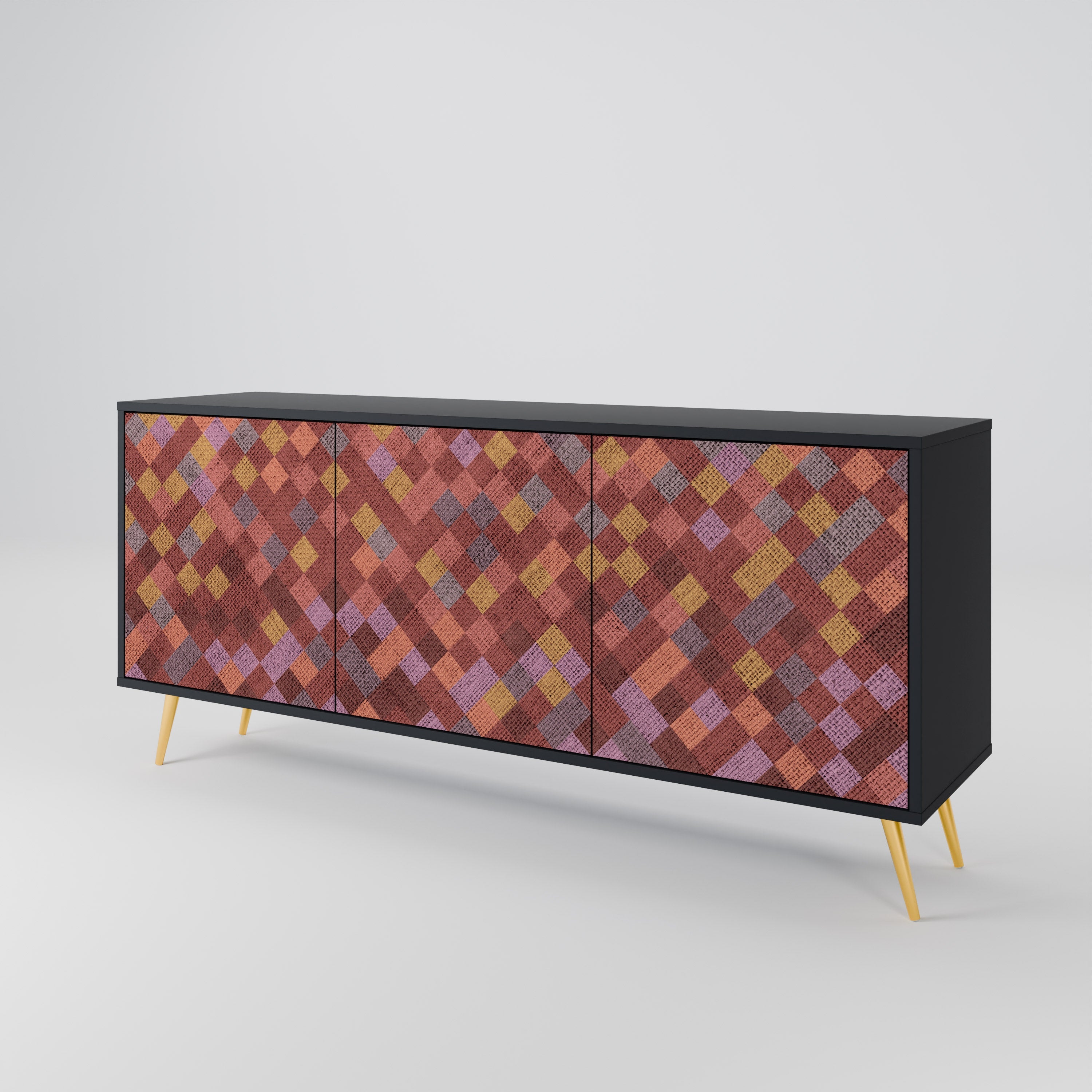 PAINTED SQUARES 3-türiges Sideboard in Schwarz
