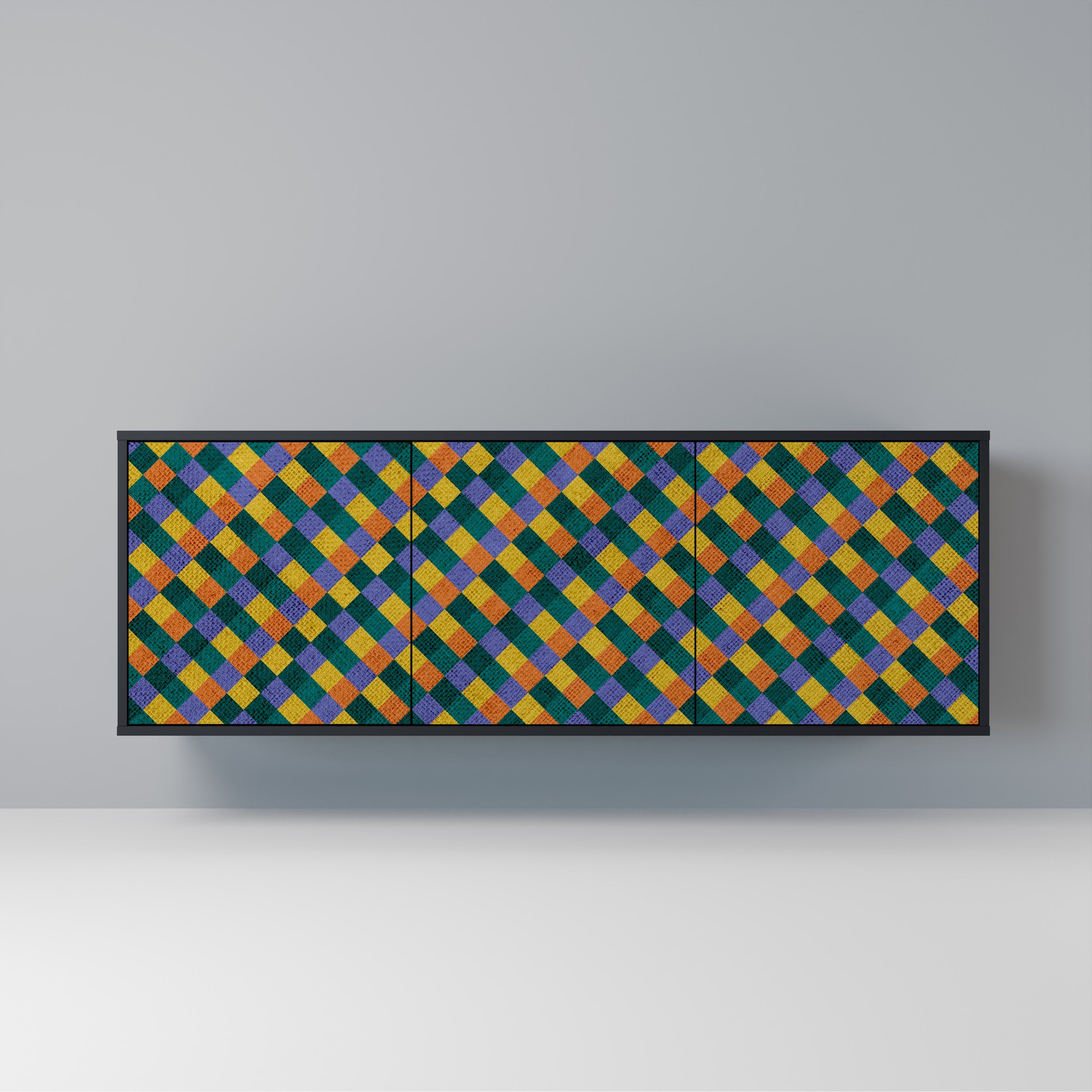 PAINTED SQUARES MIX 3-türiges Sideboard in Schwarz