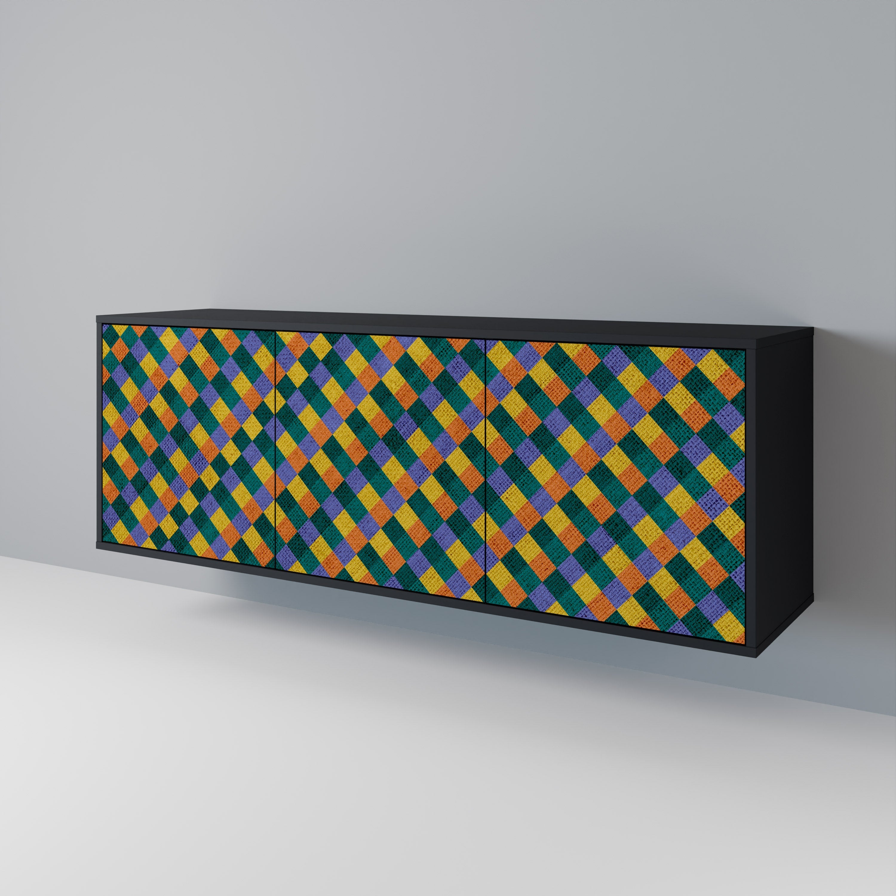 PAINTED SQUARES MIX 3-türiges Sideboard in Schwarz