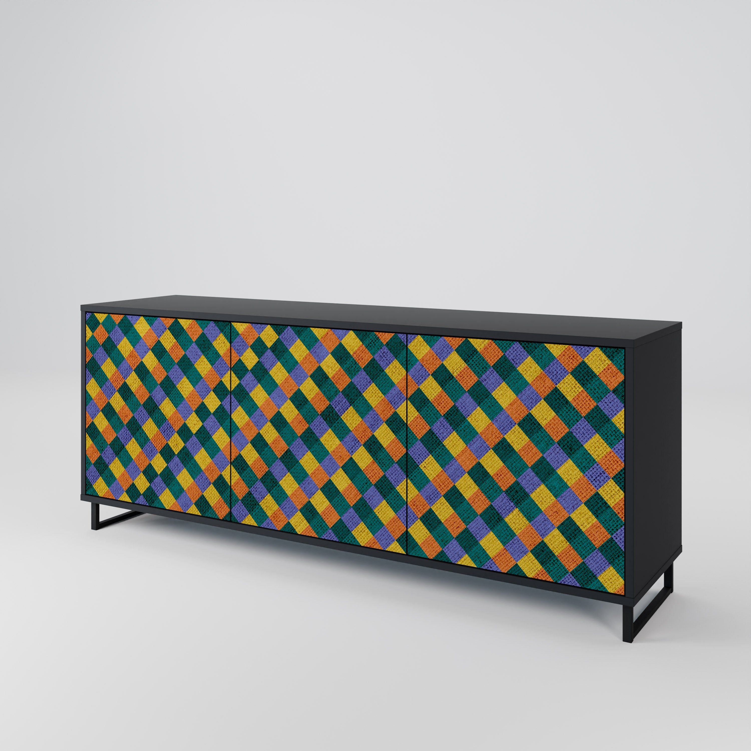 PAINTED SQUARES MIX 3-türiges Sideboard in Schwarz
