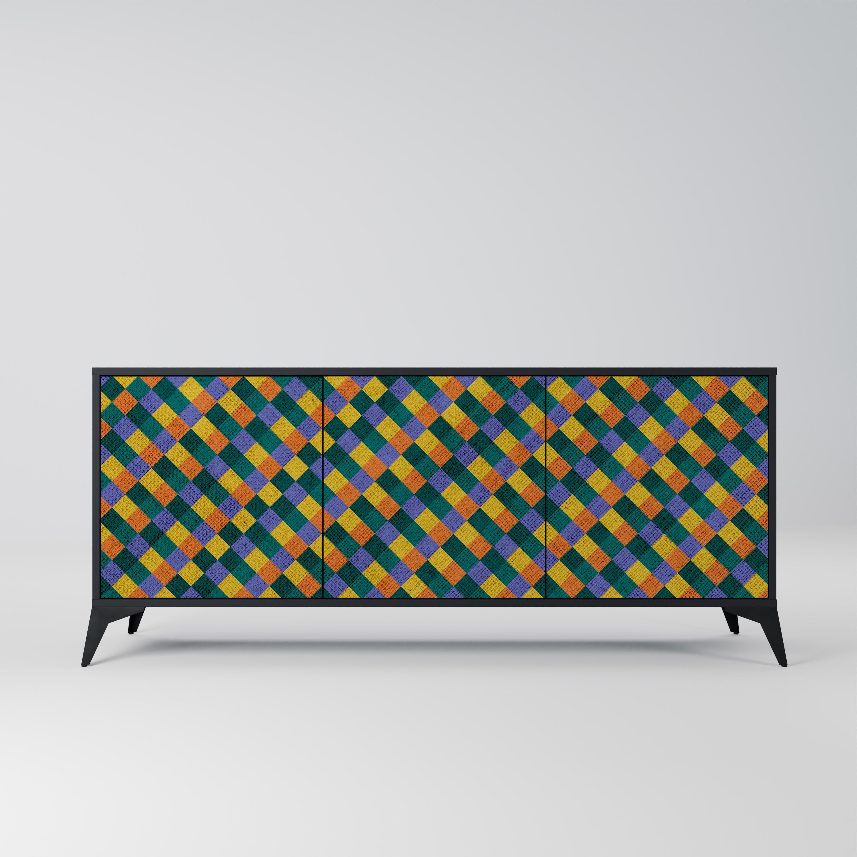 PAINTED SQUARES MIX 3-türiges Sideboard in Schwarz