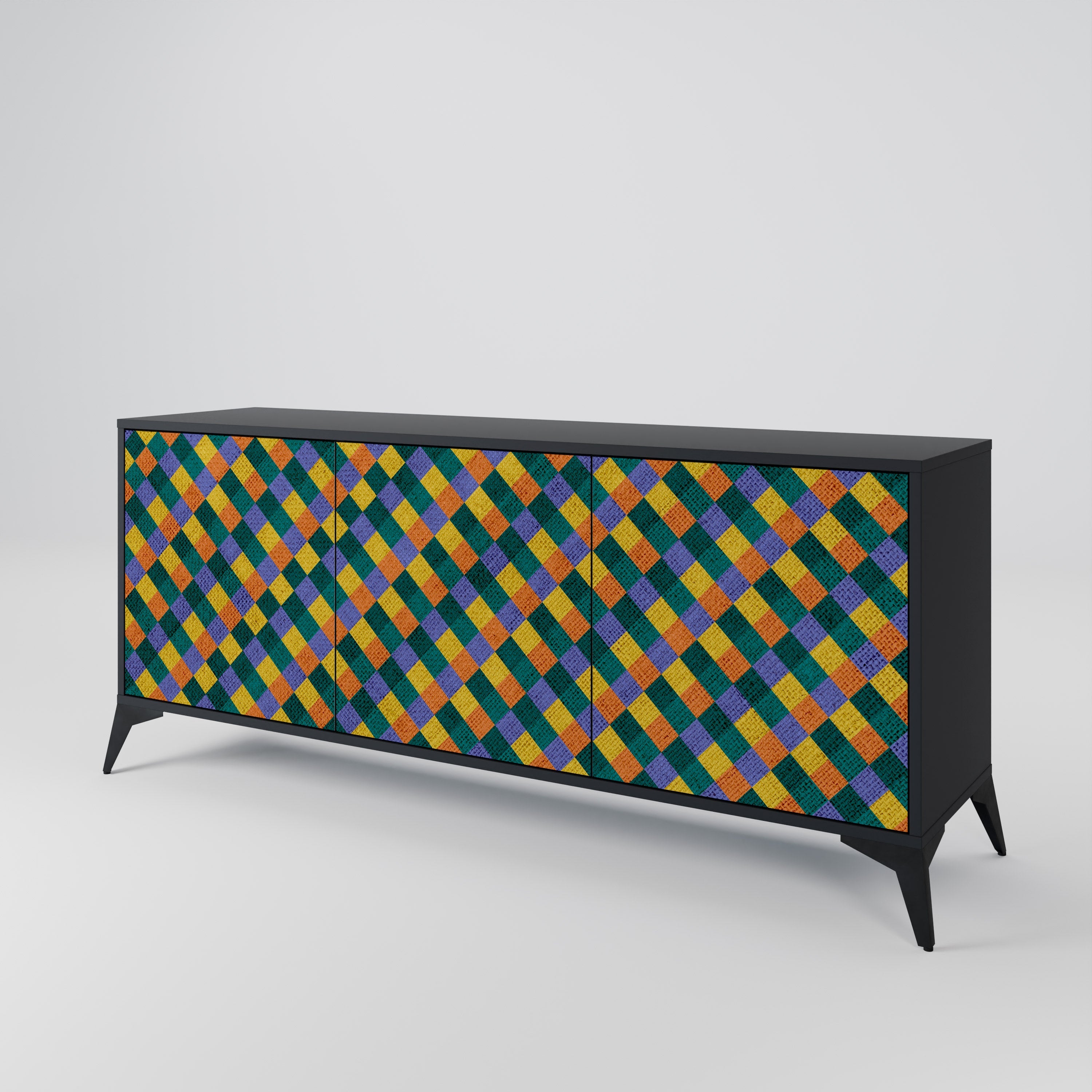 PAINTED SQUARES MIX 3-türiges Sideboard in Schwarz