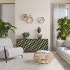 PAINTED SQUARES MIX 3-Door Sideboard in Black Finish