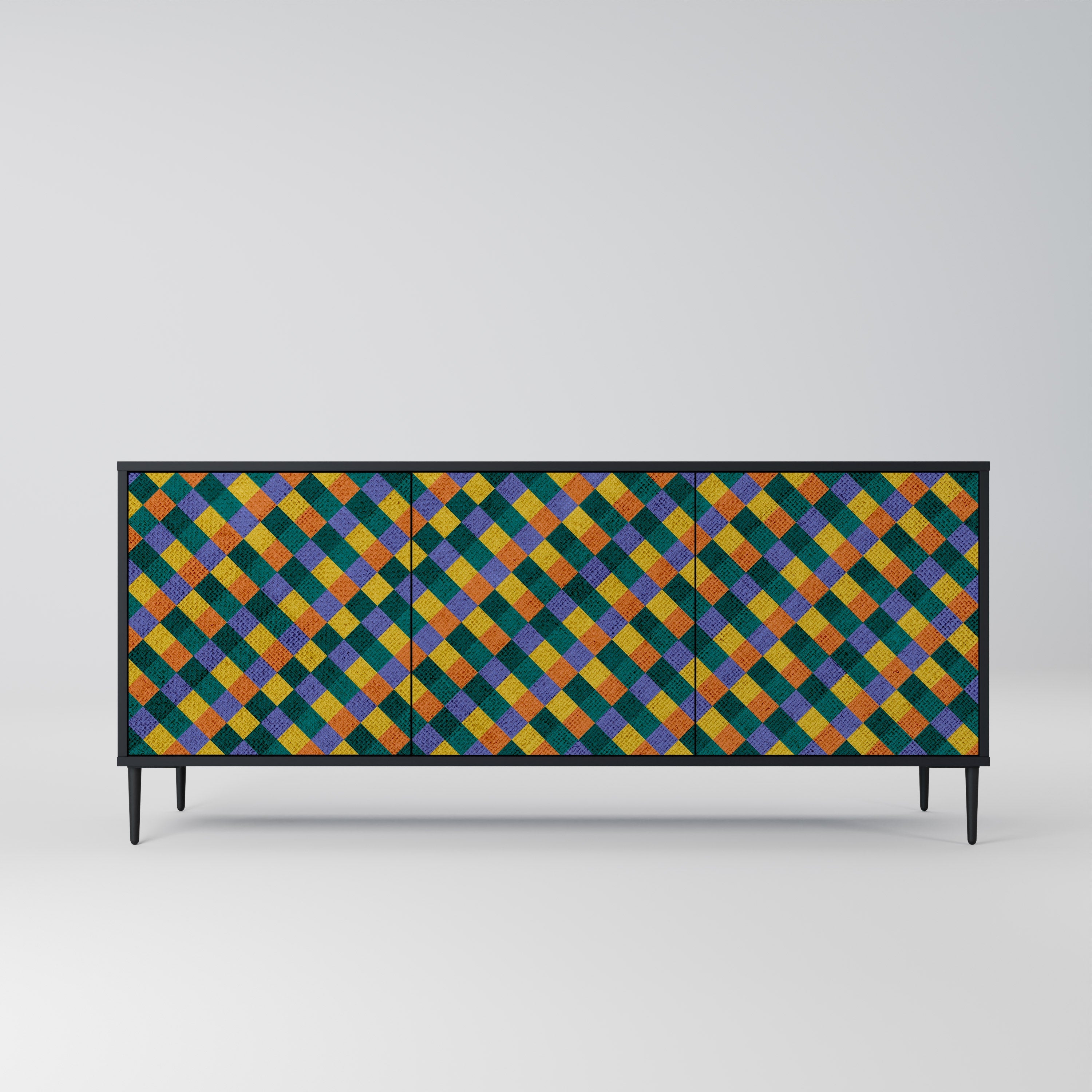 PAINTED SQUARES MIX 3-türiges Sideboard in Schwarz
