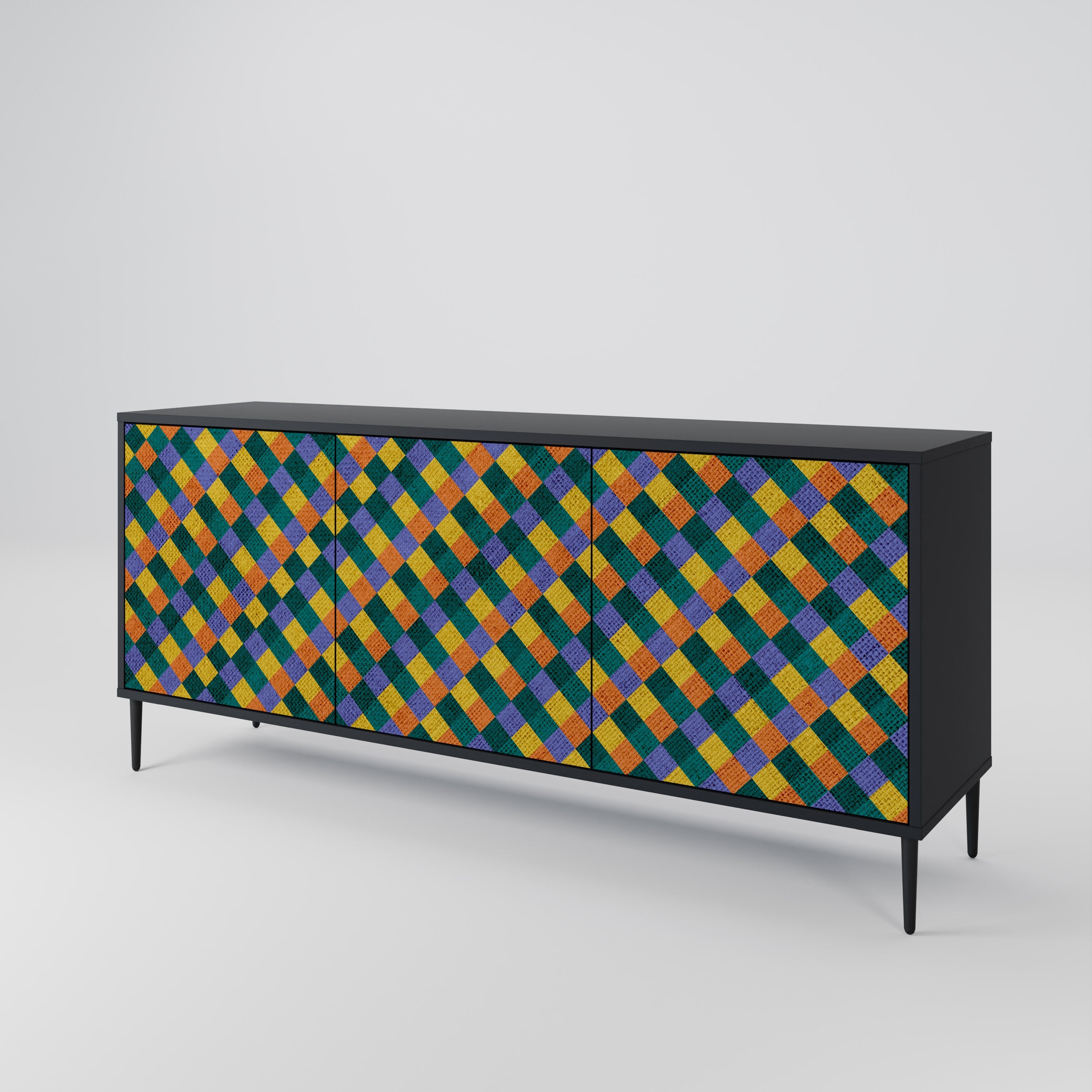 PAINTED SQUARES MIX 3-türiges Sideboard in Schwarz
