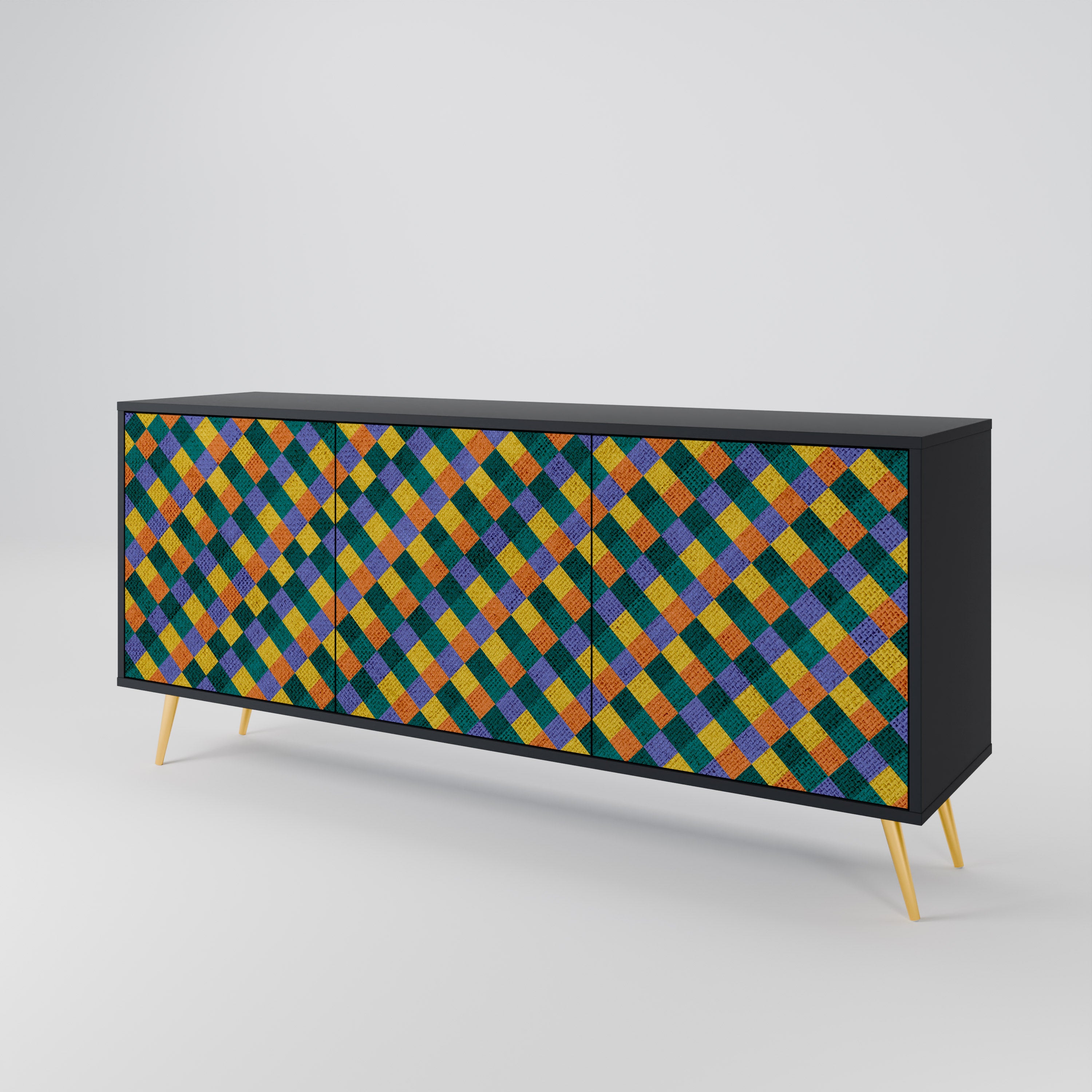 PAINTED SQUARES MIX 3-türiges Sideboard